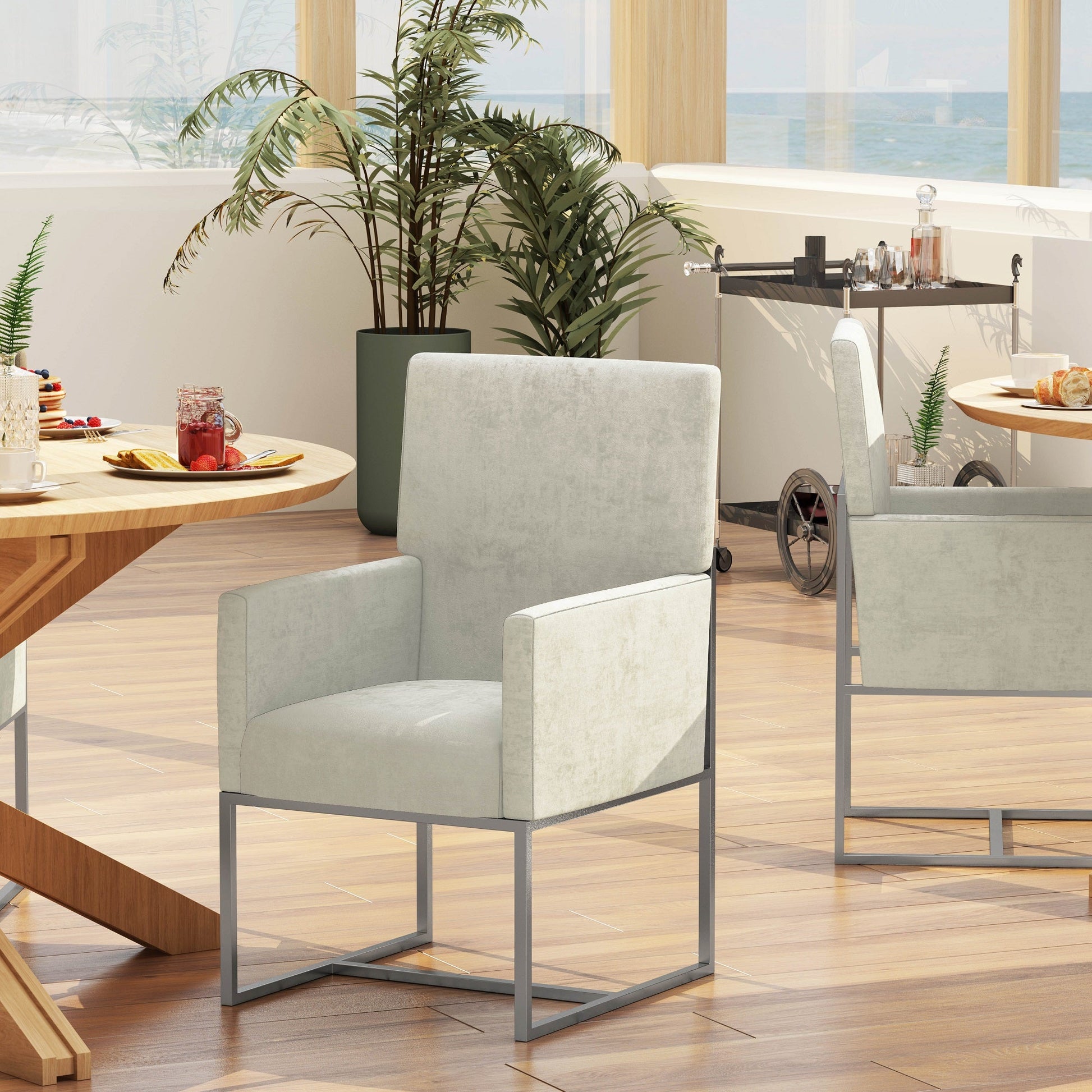 Element Dining Armchair in Champagne (set of 2) - Ornate Home