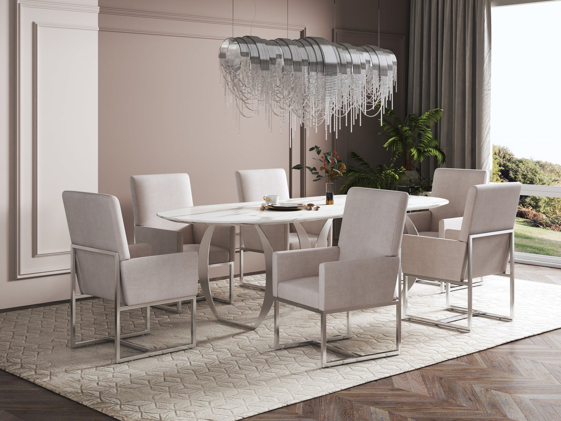 Element Dining Armchair in Champagne (set of 2) - Ornate Home