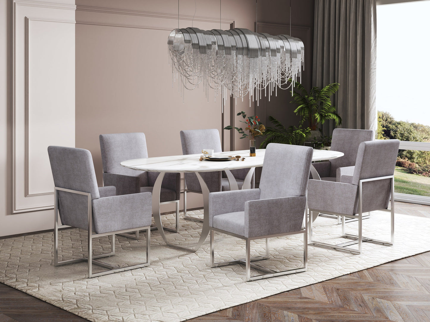 Element Dining Armchair in Grey (set of 2) - Ornate Home