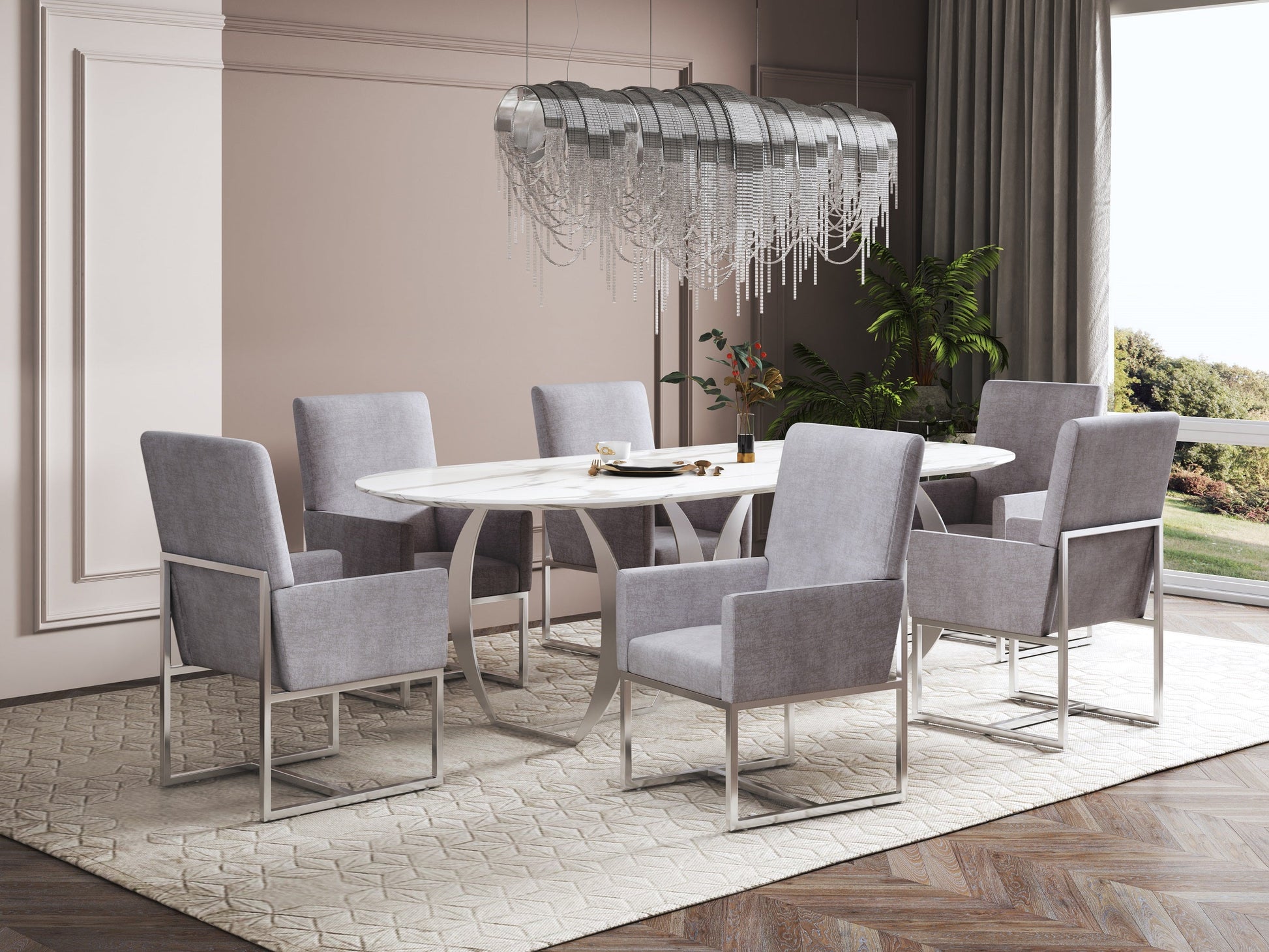 Element Dining Armchair in Grey (set of 2) - Ornate Home