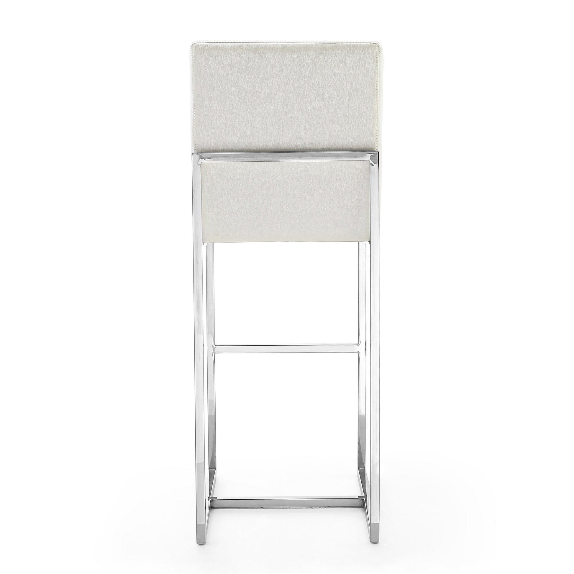 Element Faux Leather Bar Stool in Pearl White and Polished Chrome (set of 3) - Ornate Home