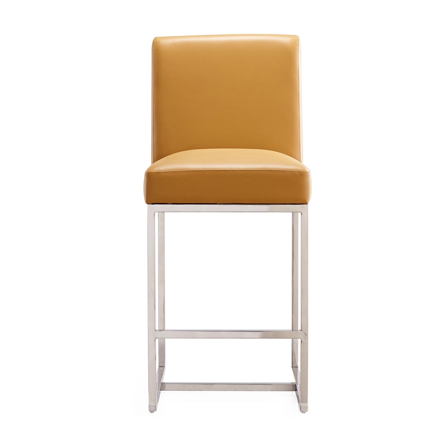 Element Faux Leather Counter Stool in Camel and Polished Chrome (set of 2) - Ornate Home
