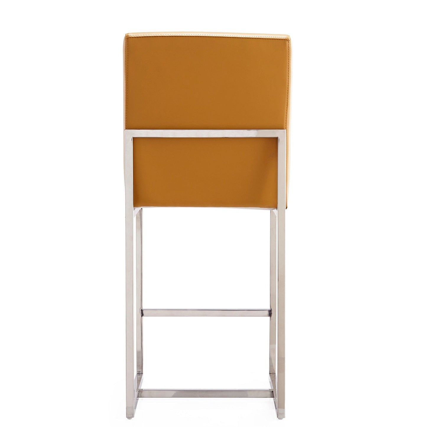 Element Faux Leather Counter Stool in Camel and Polished Chrome (set of 2) - Ornate Home
