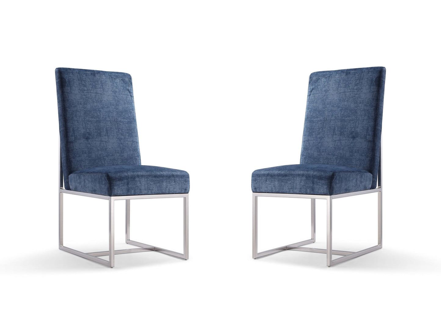 Element Velvet Dining Chair in Blue (set of 2) - Ornate Home