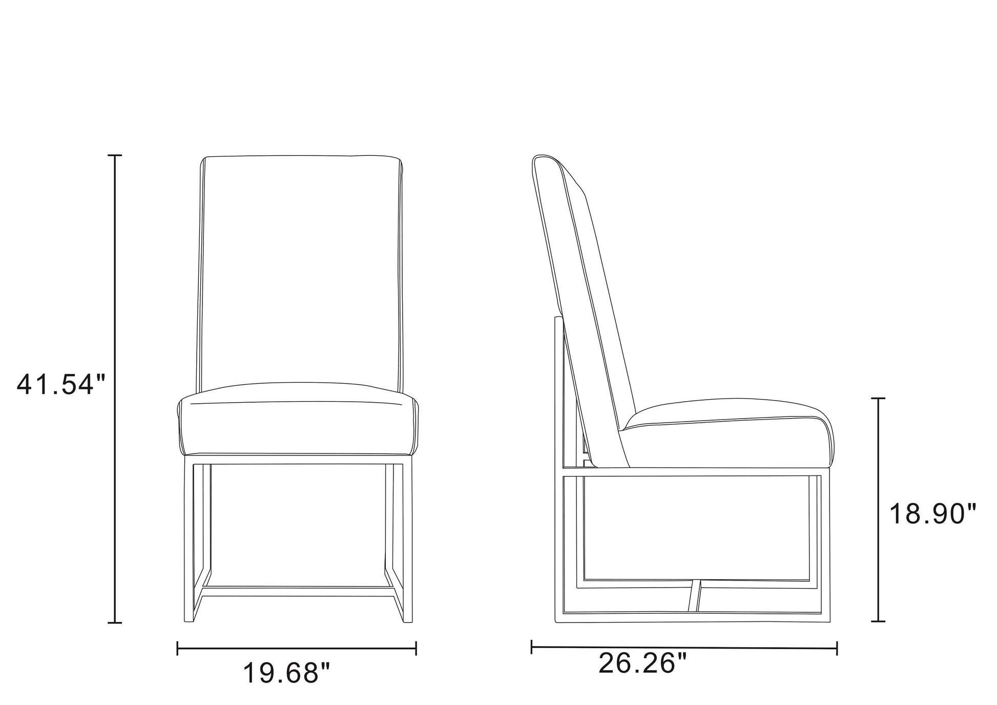 Element Velvet Dining Chair in Champagne (set of 2) - Ornate Home