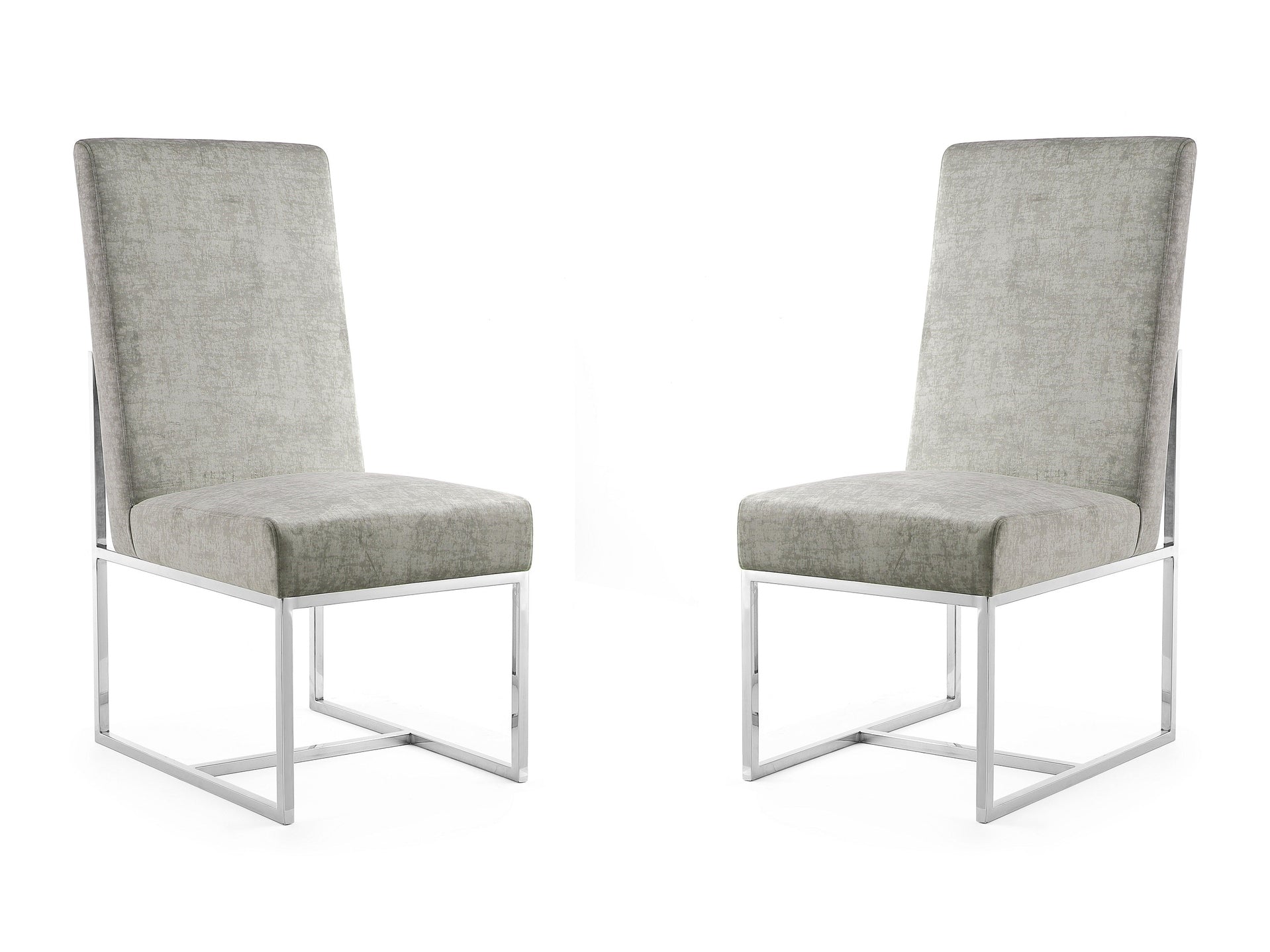 Element Velvet Dining Chair in Steel (set of 2) - Ornate Home