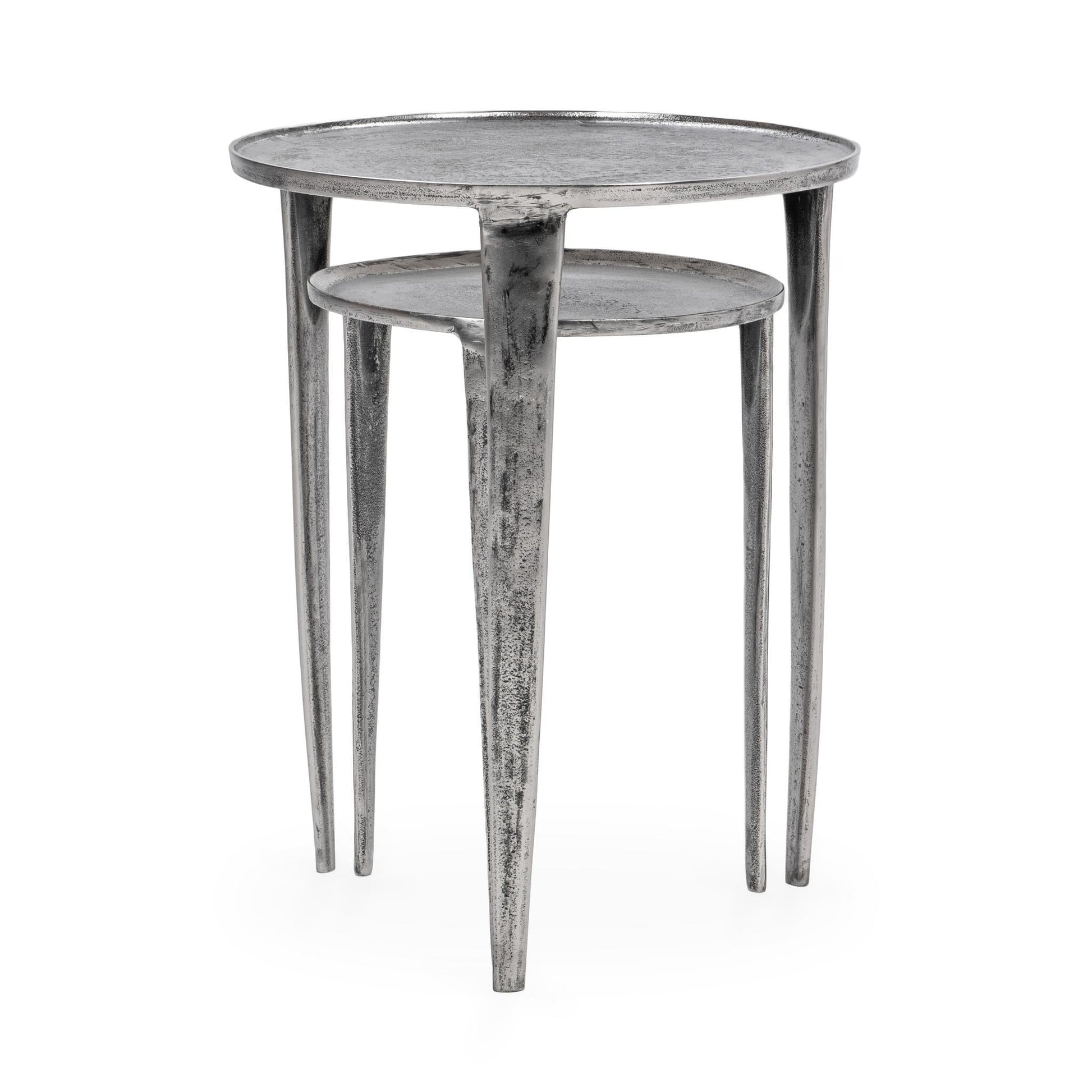 Elinor Antique Nickel Nesting Accent Tables (Set of 2) - Ornate Home