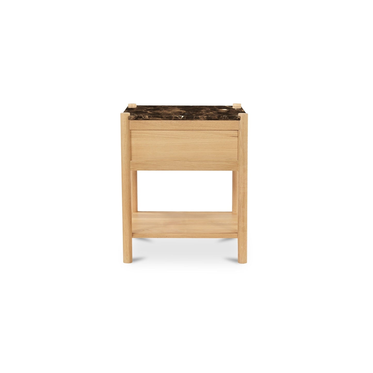 Elio Dark Emperador Marble/Natural Nightstand - Ornate Home
