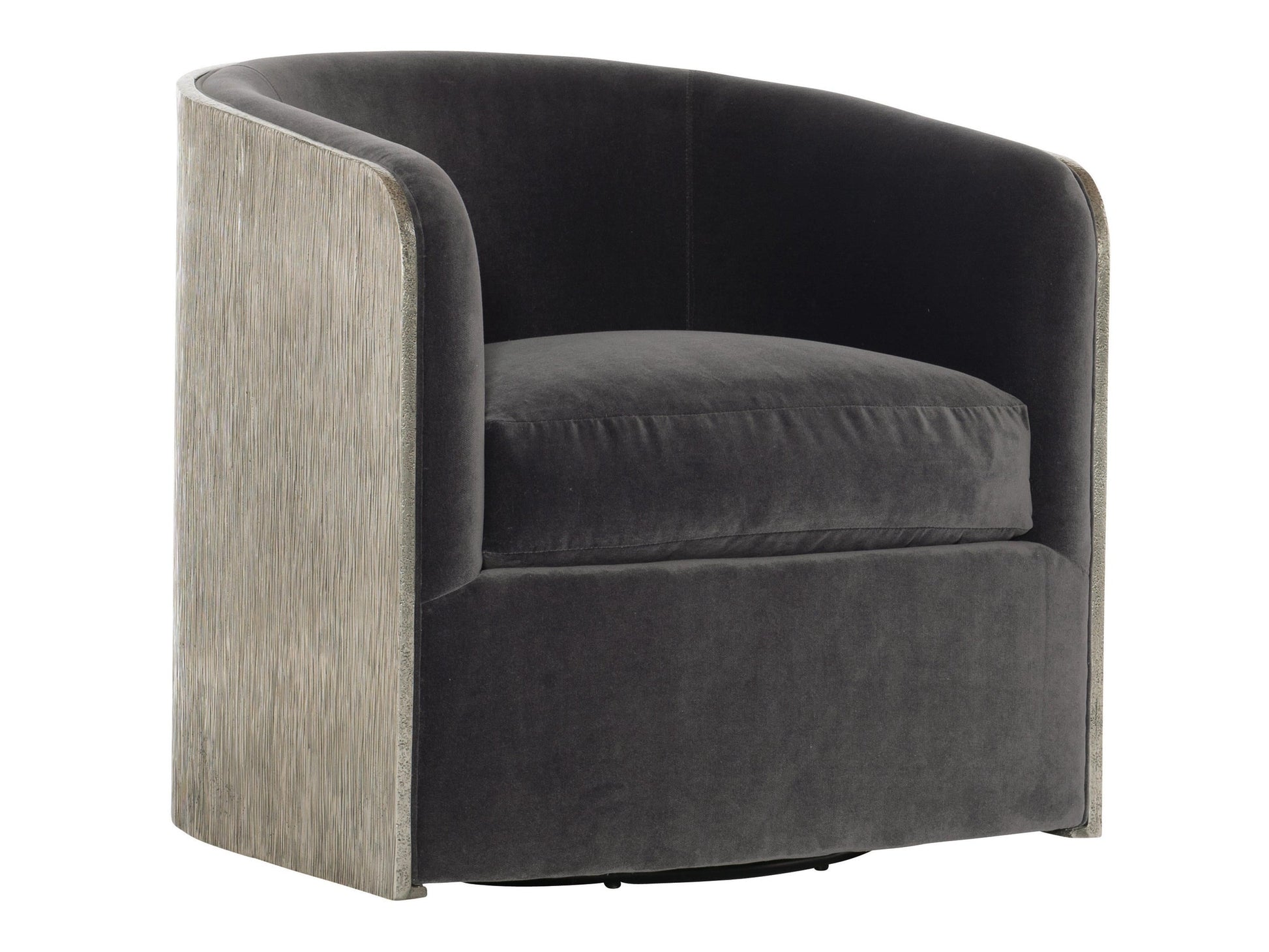 Eliot Burnished Aluminum/Grey Fabric Swivel Chair - Ornate Home