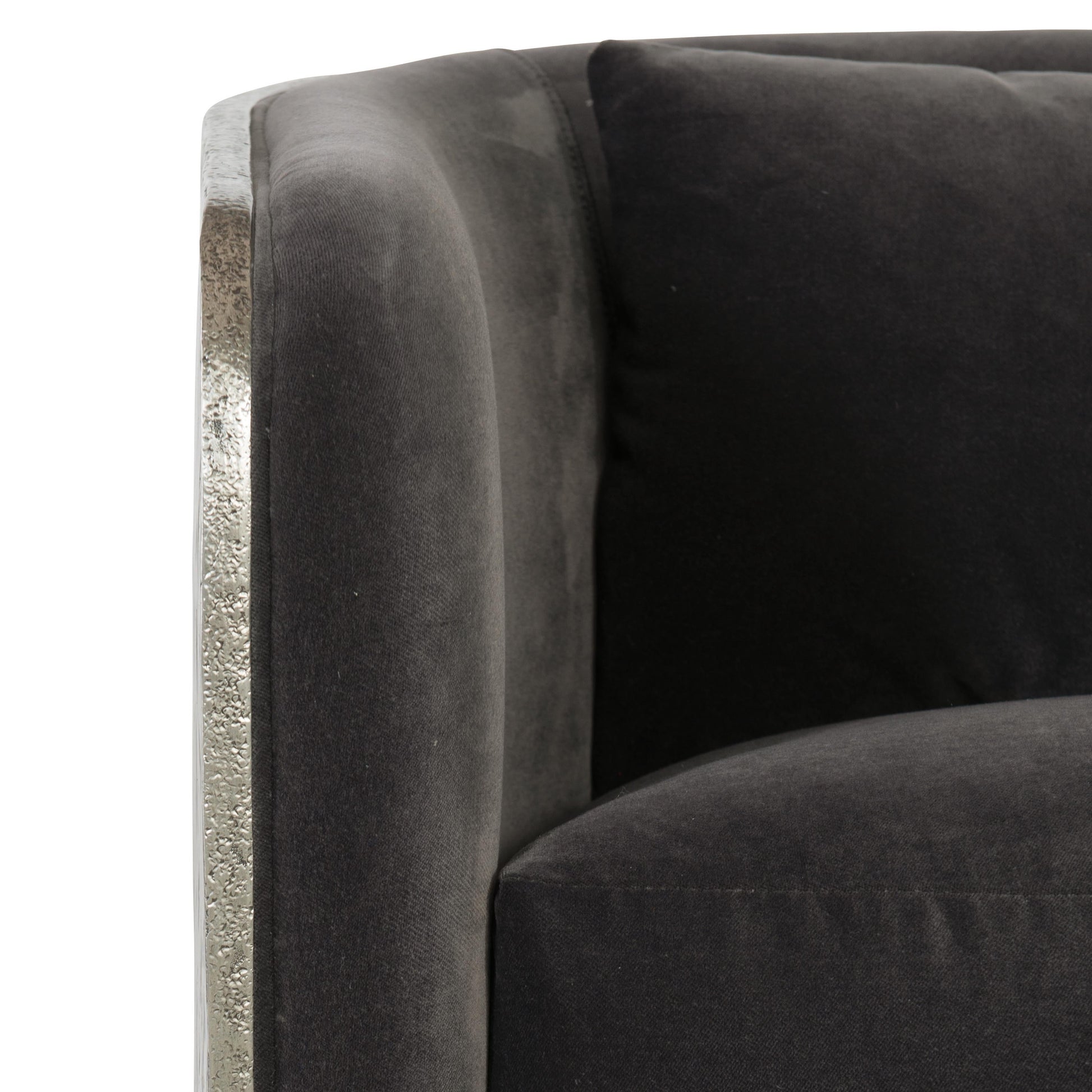 Eliot Burnished Aluminum/Grey Fabric Swivel Chair - Ornate Home