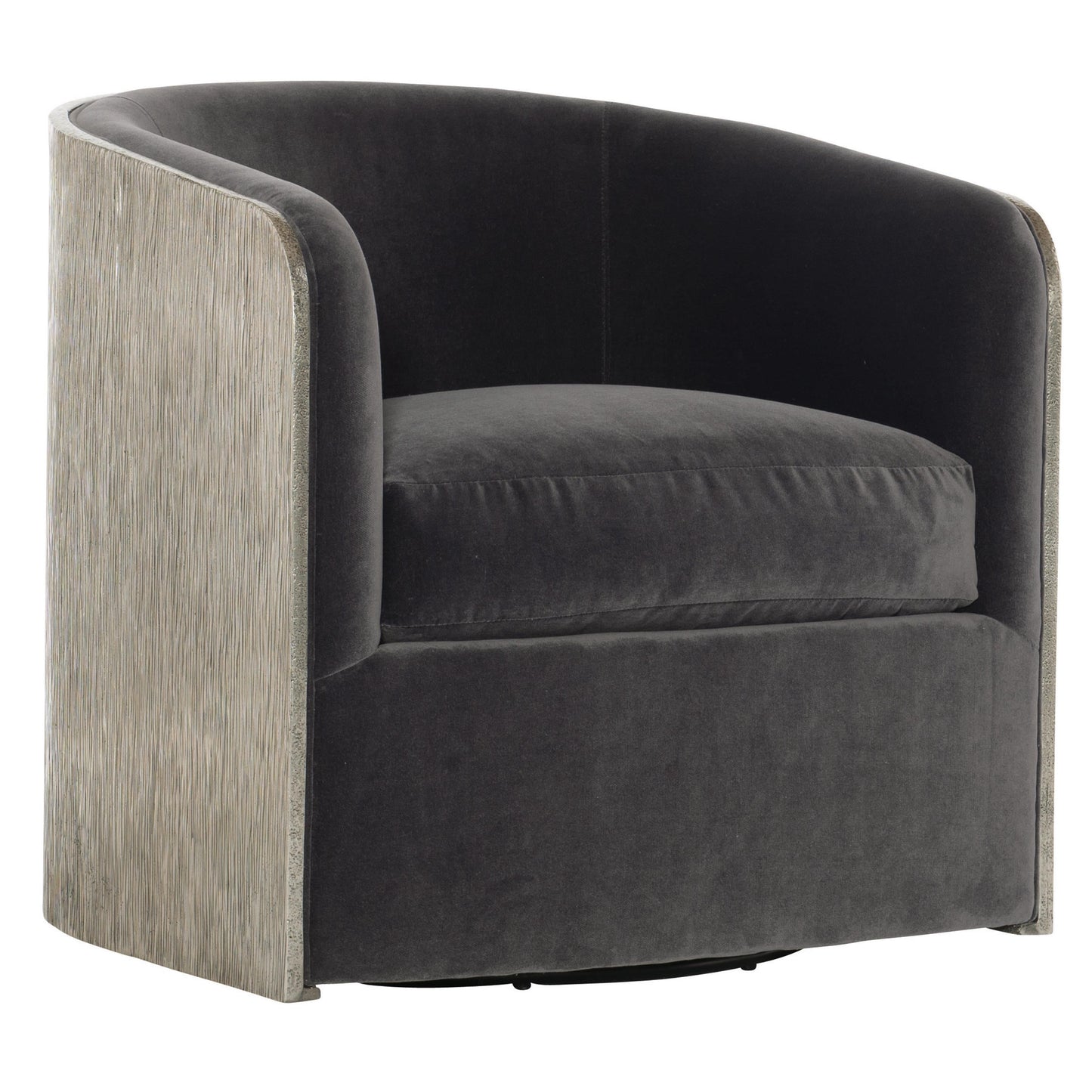Eliot Burnished Aluminum/Grey Fabric Swivel Chair - Ornate Home