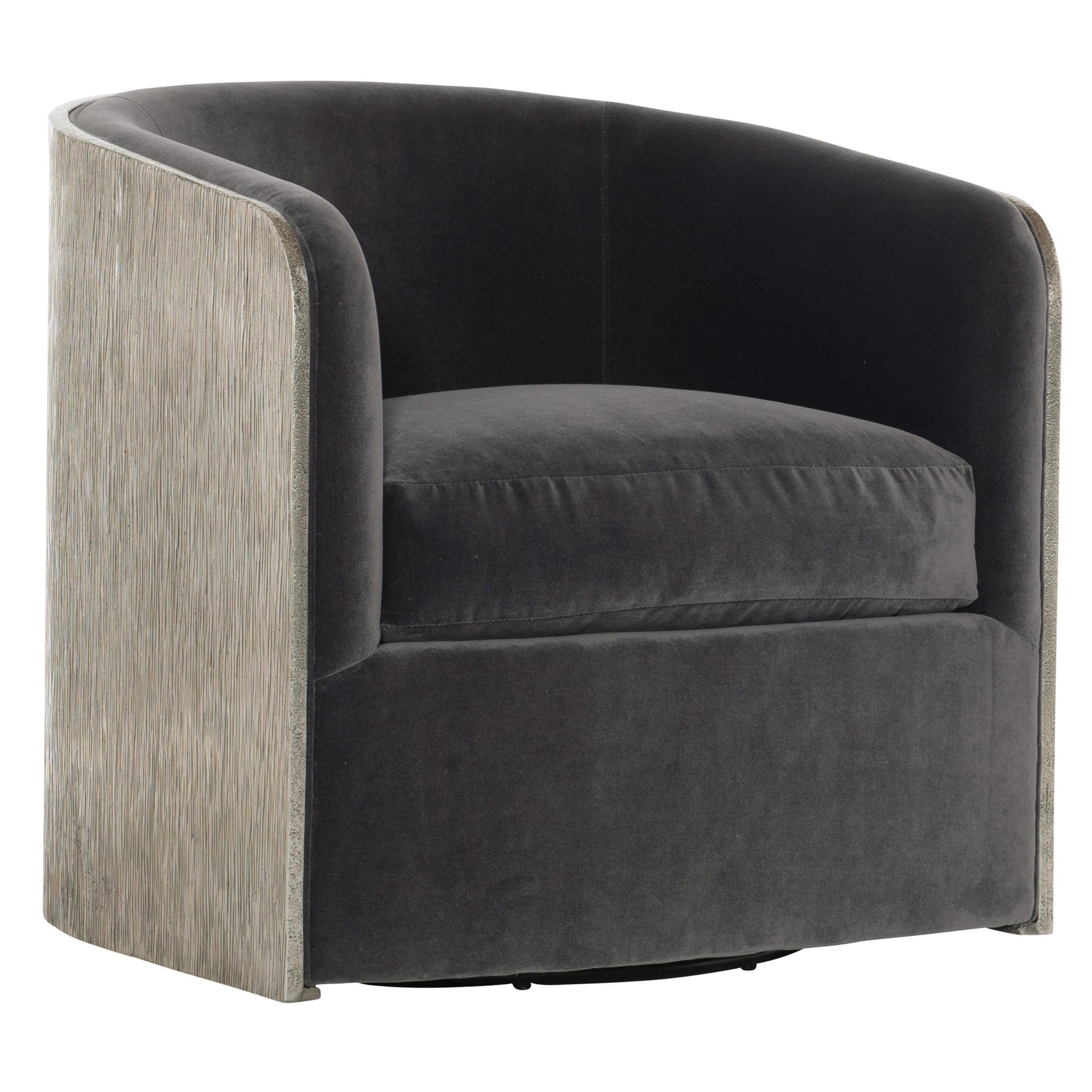 Eliot Burnished Aluminum/Grey Fabric Swivel Chair - Ornate Home