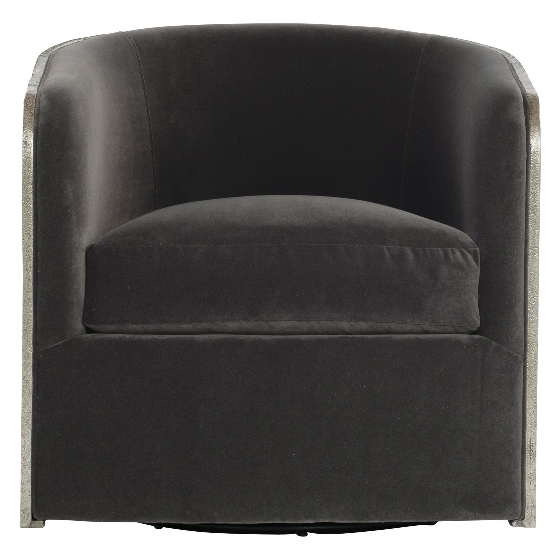 Eliot Burnished Aluminum/Grey Fabric Swivel Chair - Ornate Home