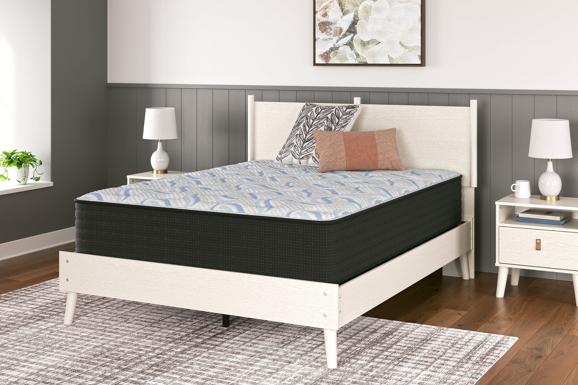 Elite Springs Plush Gray/Blue Full Mattress- Viva Furn
