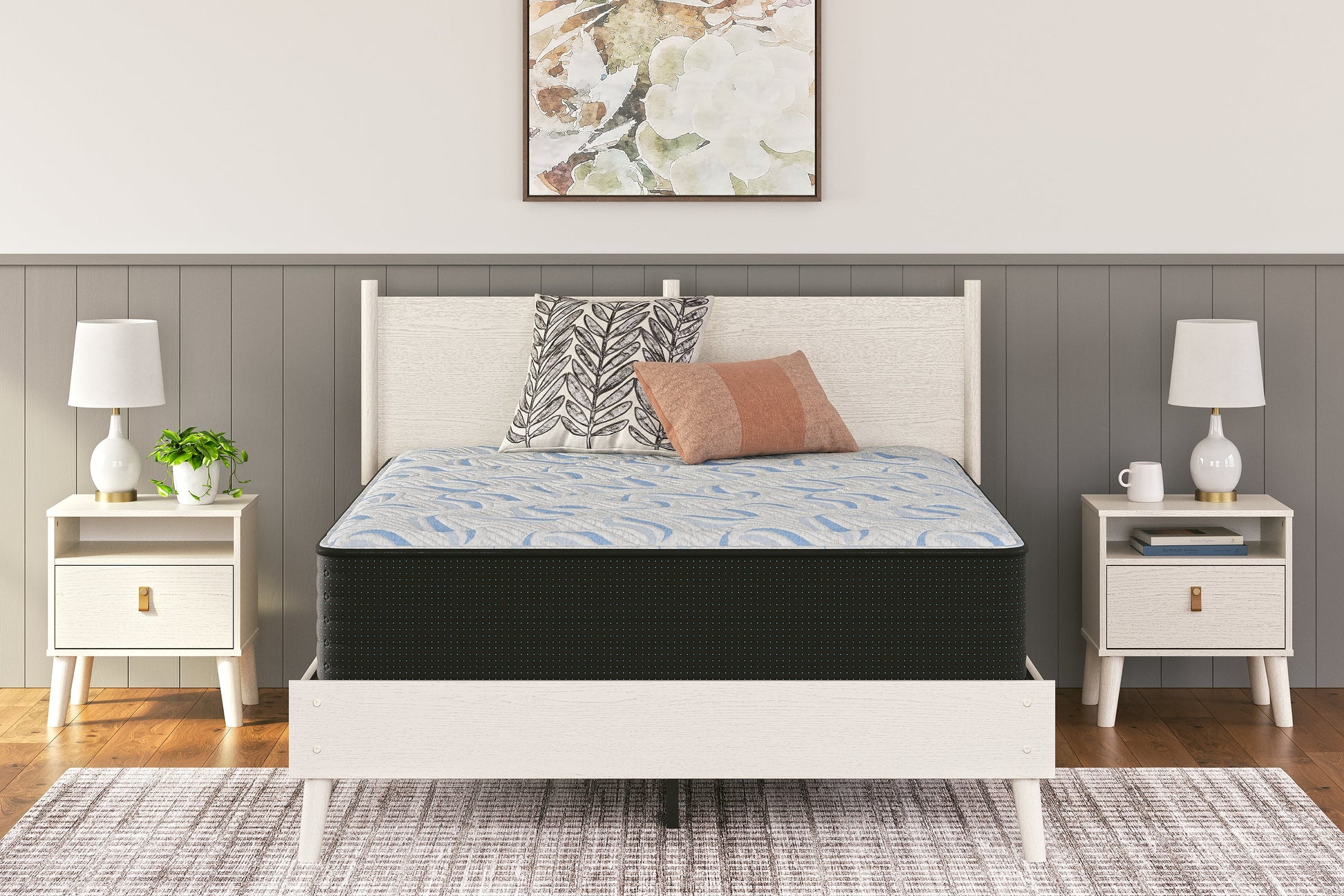 Elite Springs Plush Gray/Blue Queen Mattress- Viva Furn
