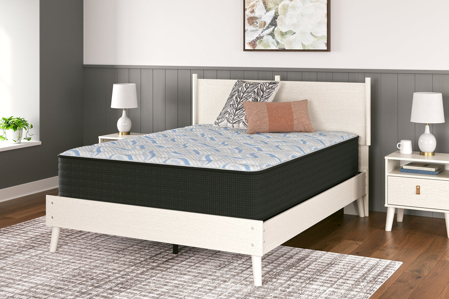 Elite Springs Plush Gray/Blue Queen Mattress- Viva Furn