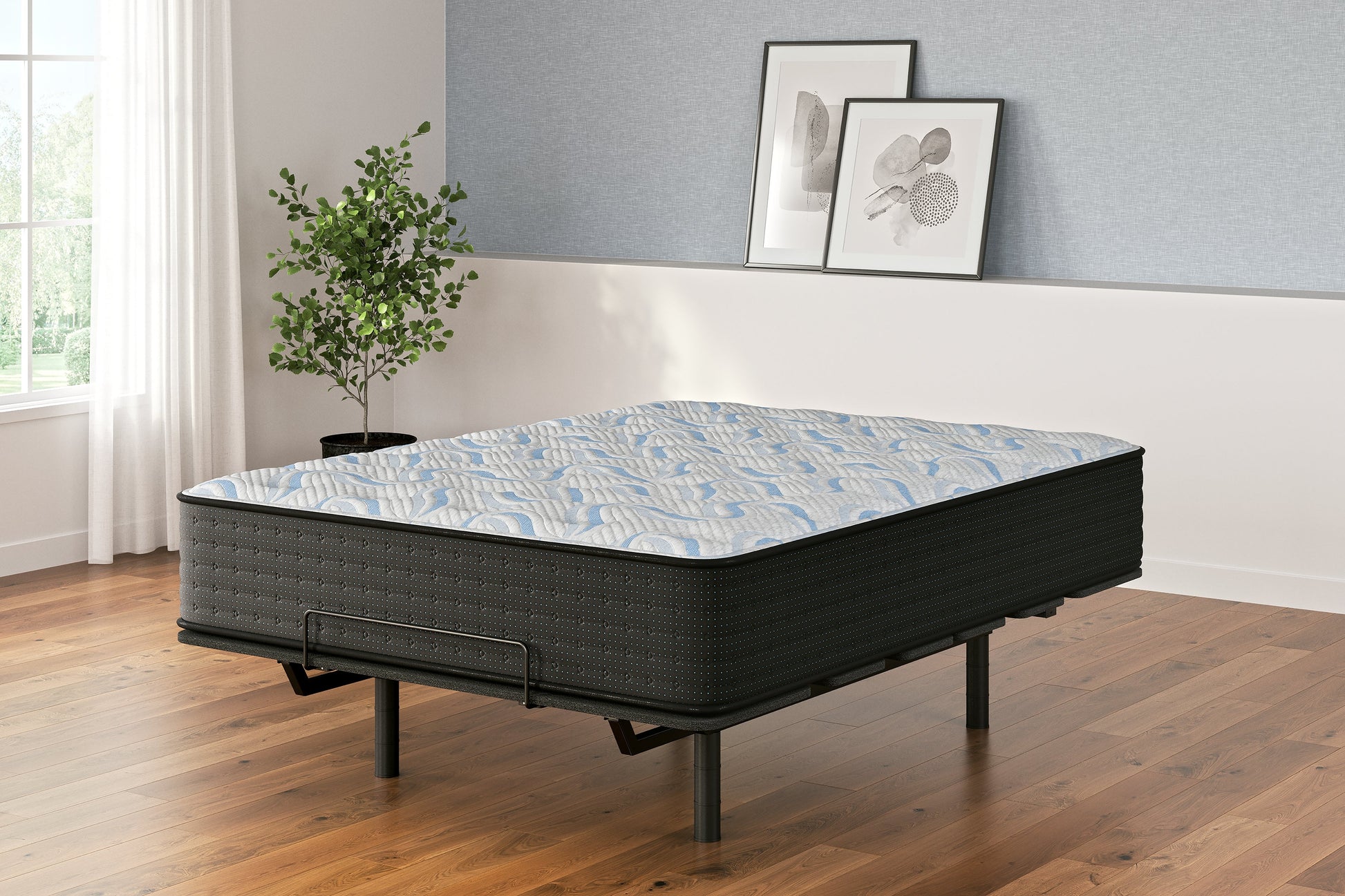 Elite Springs Plush Gray/Blue Queen Mattress- Viva Furn