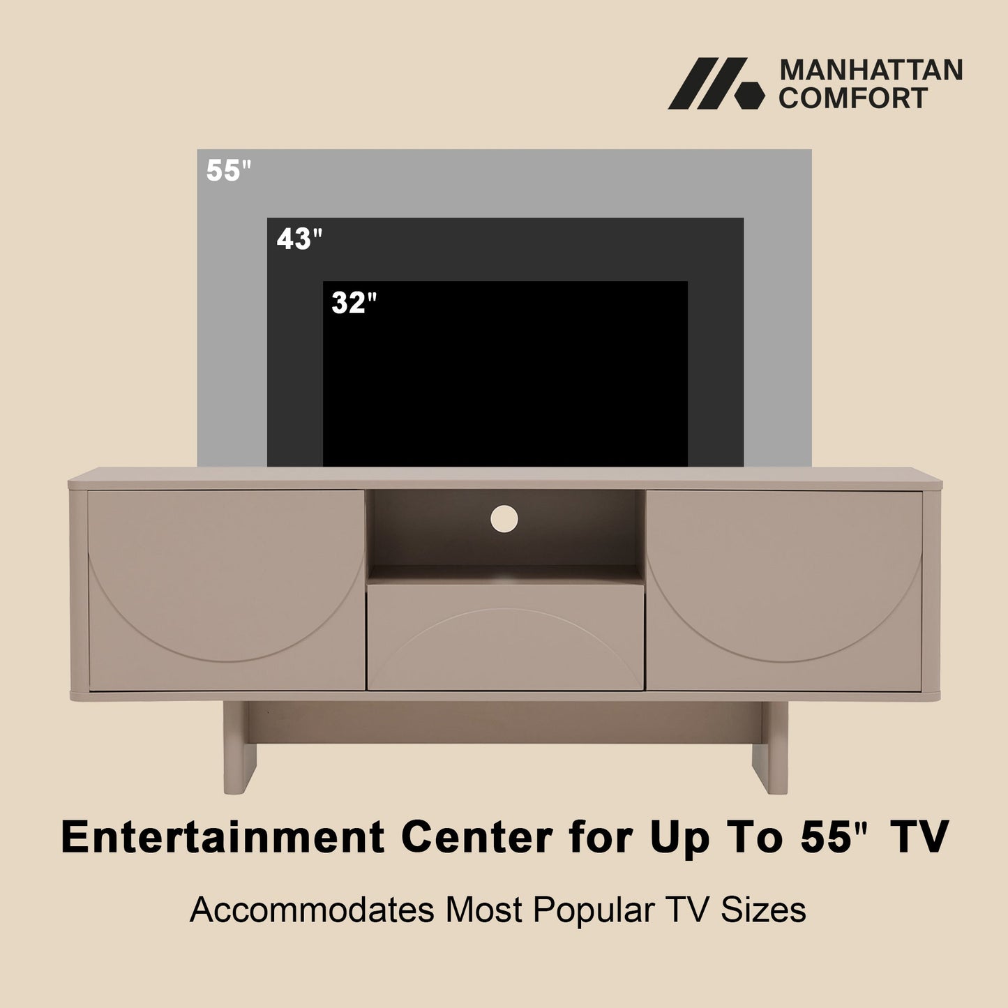 Ella 59" TV Stand in Mocha - Ornate Home