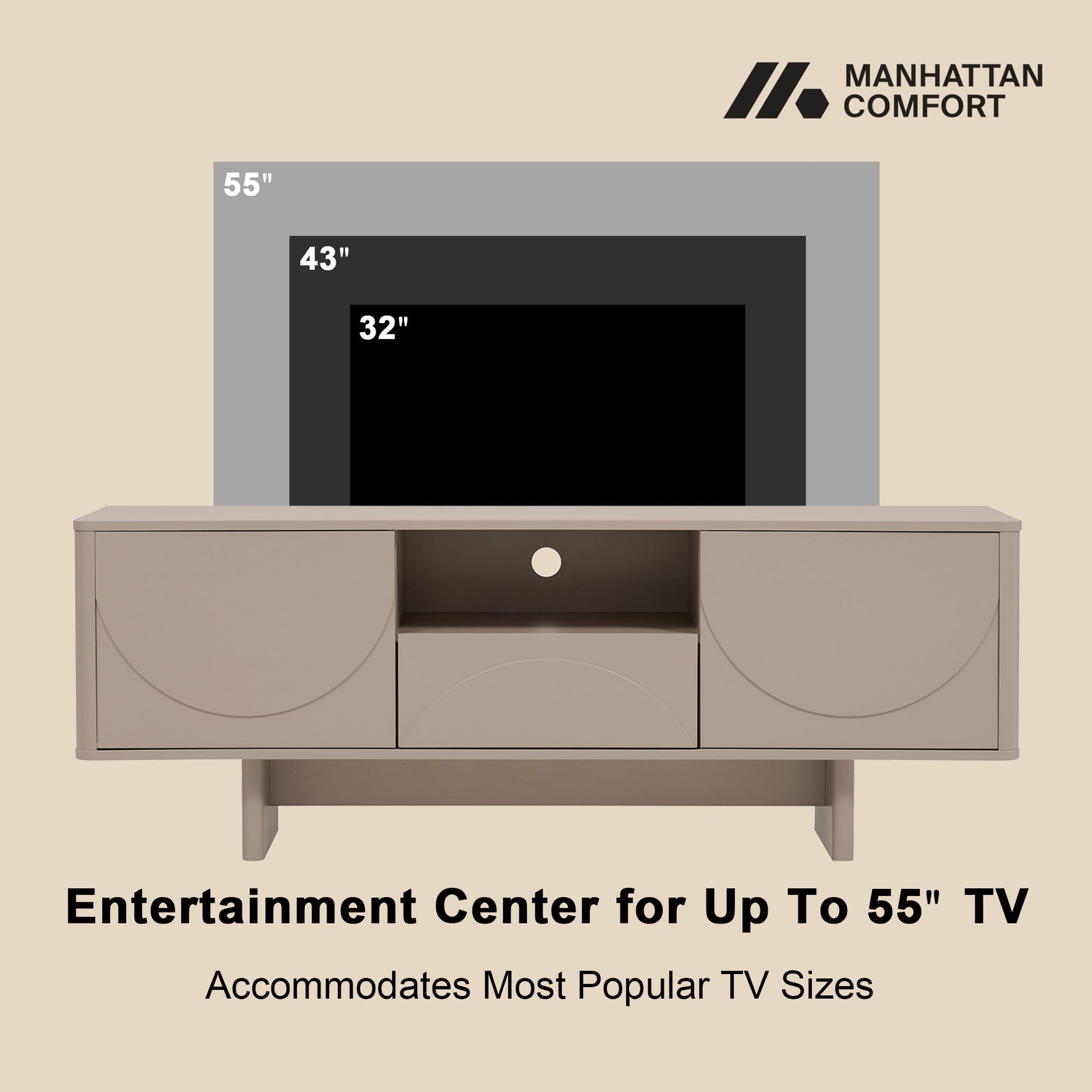 Ella 59" TV Stand in Mocha - Ornate Home