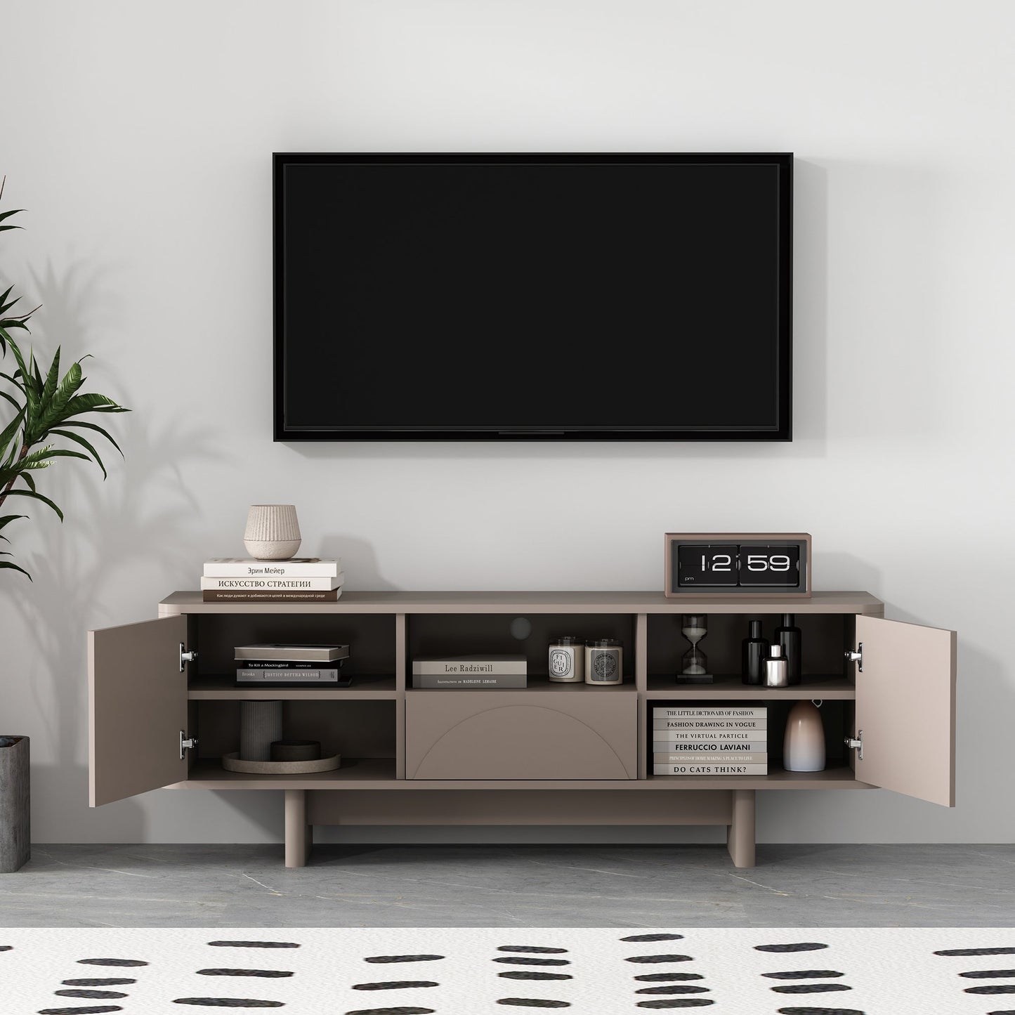 Ella 59" TV Stand in Mocha - Ornate Home