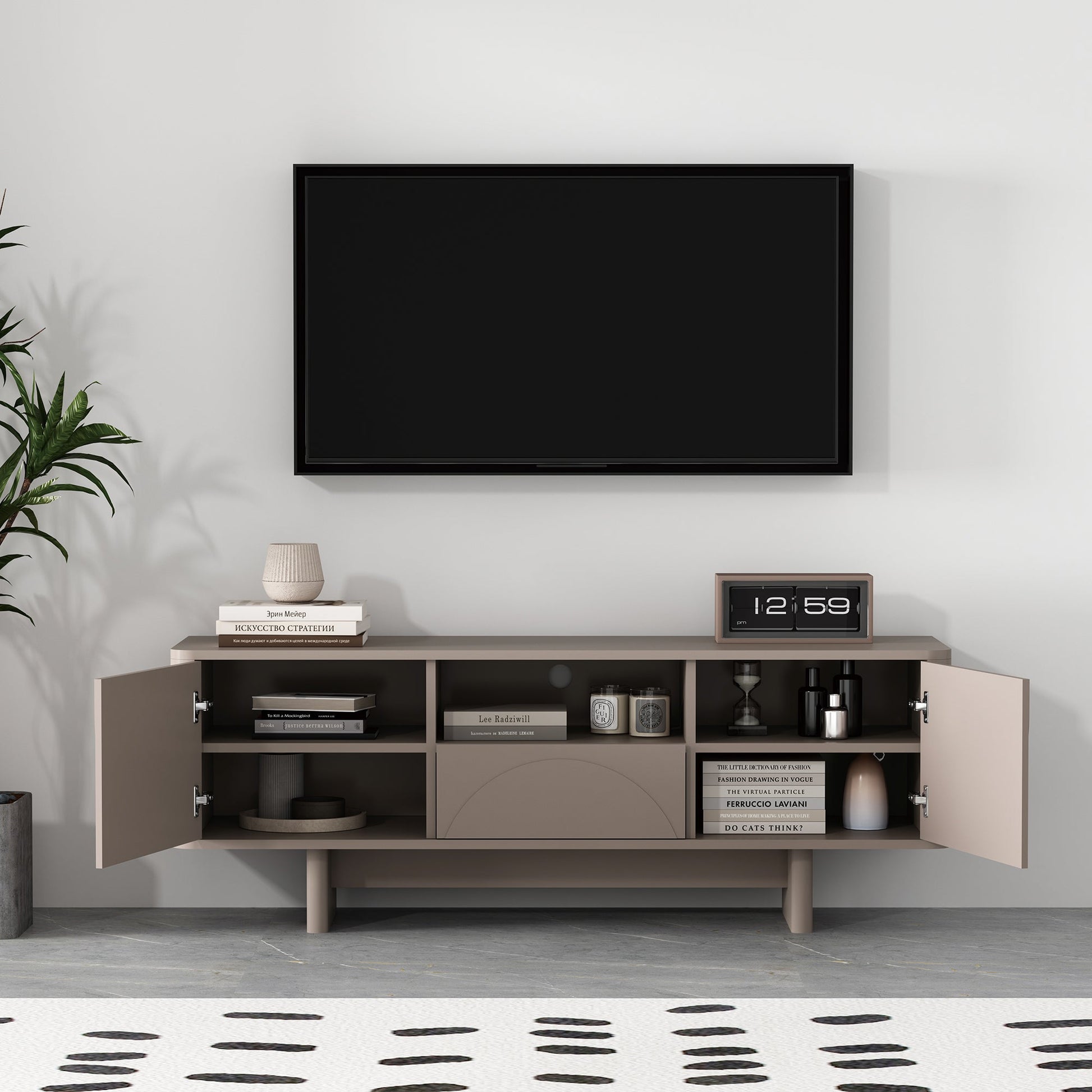 Ella 59" TV Stand in Mocha - Ornate Home