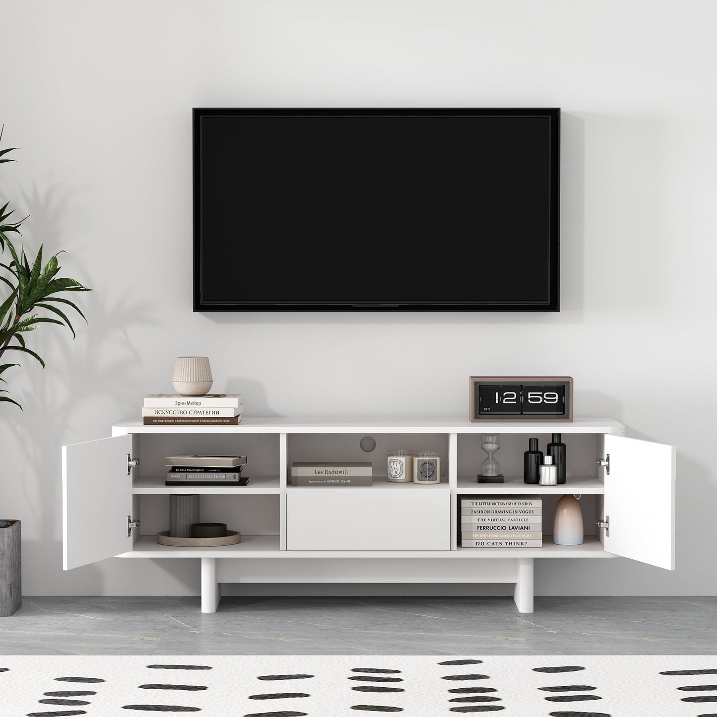 Ella 59" TV Stand in White - Ornate Home
