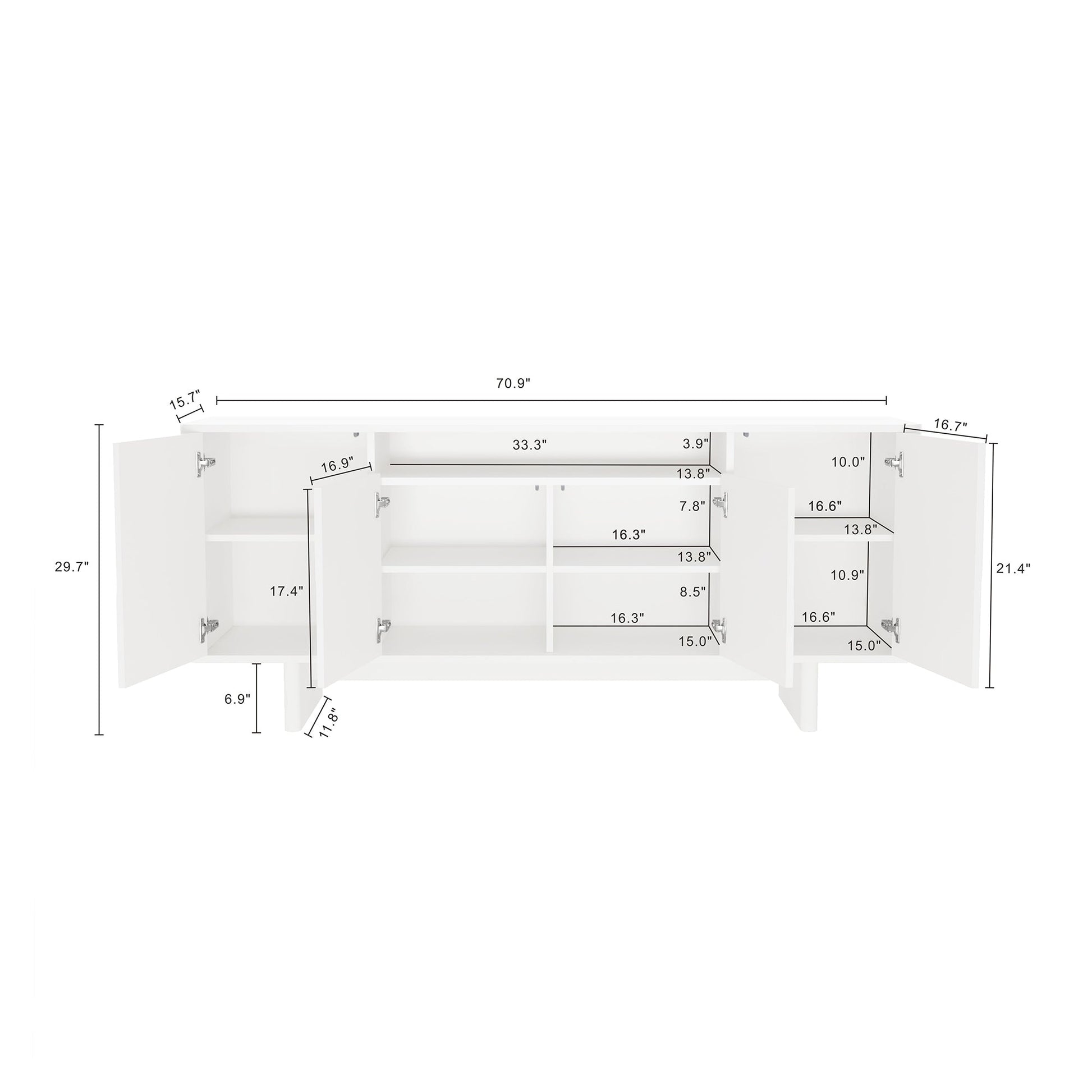 Ella 70.86" Sideboard in White - Ornate Home