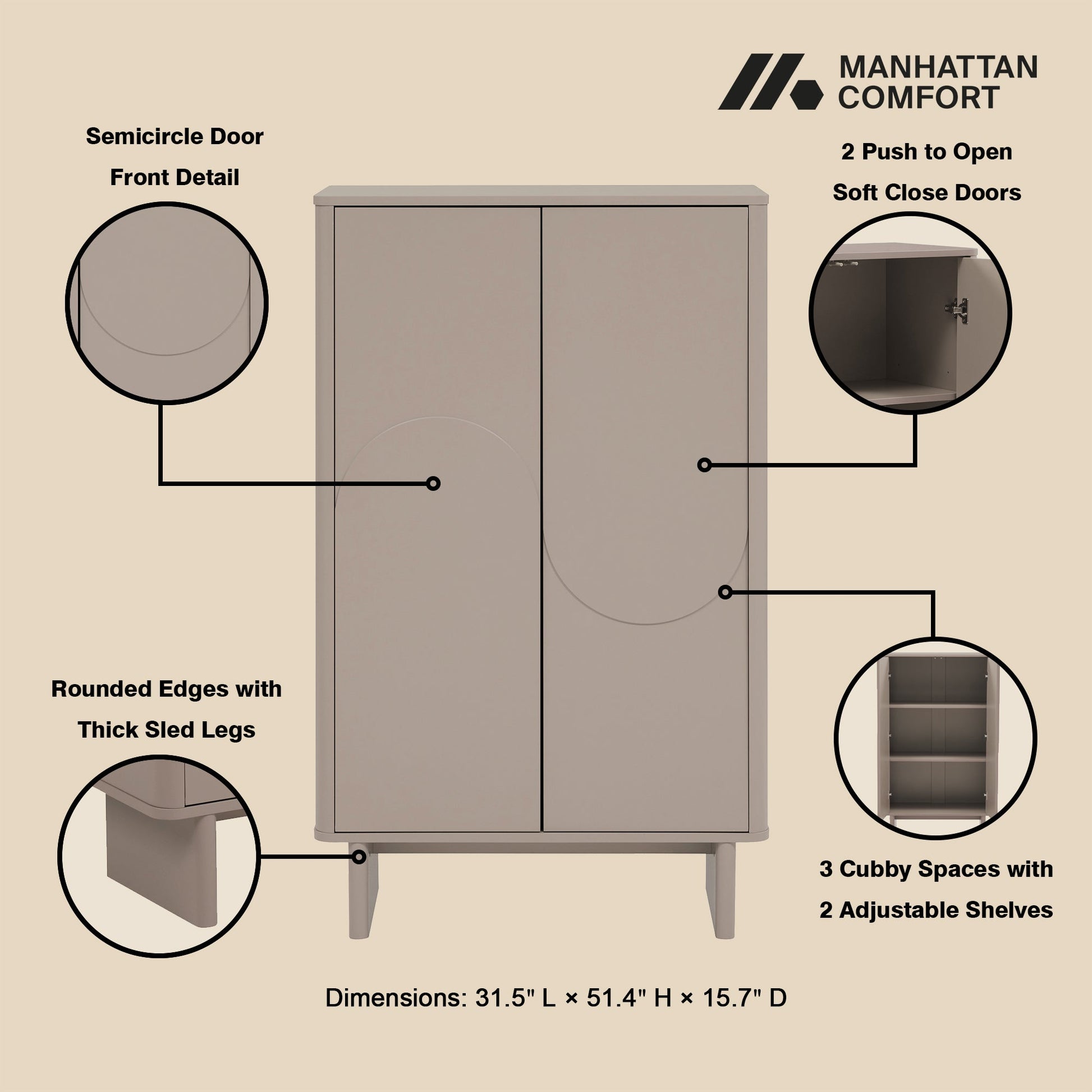 Ella Accent Cabinet in Mocha - Ornate Home