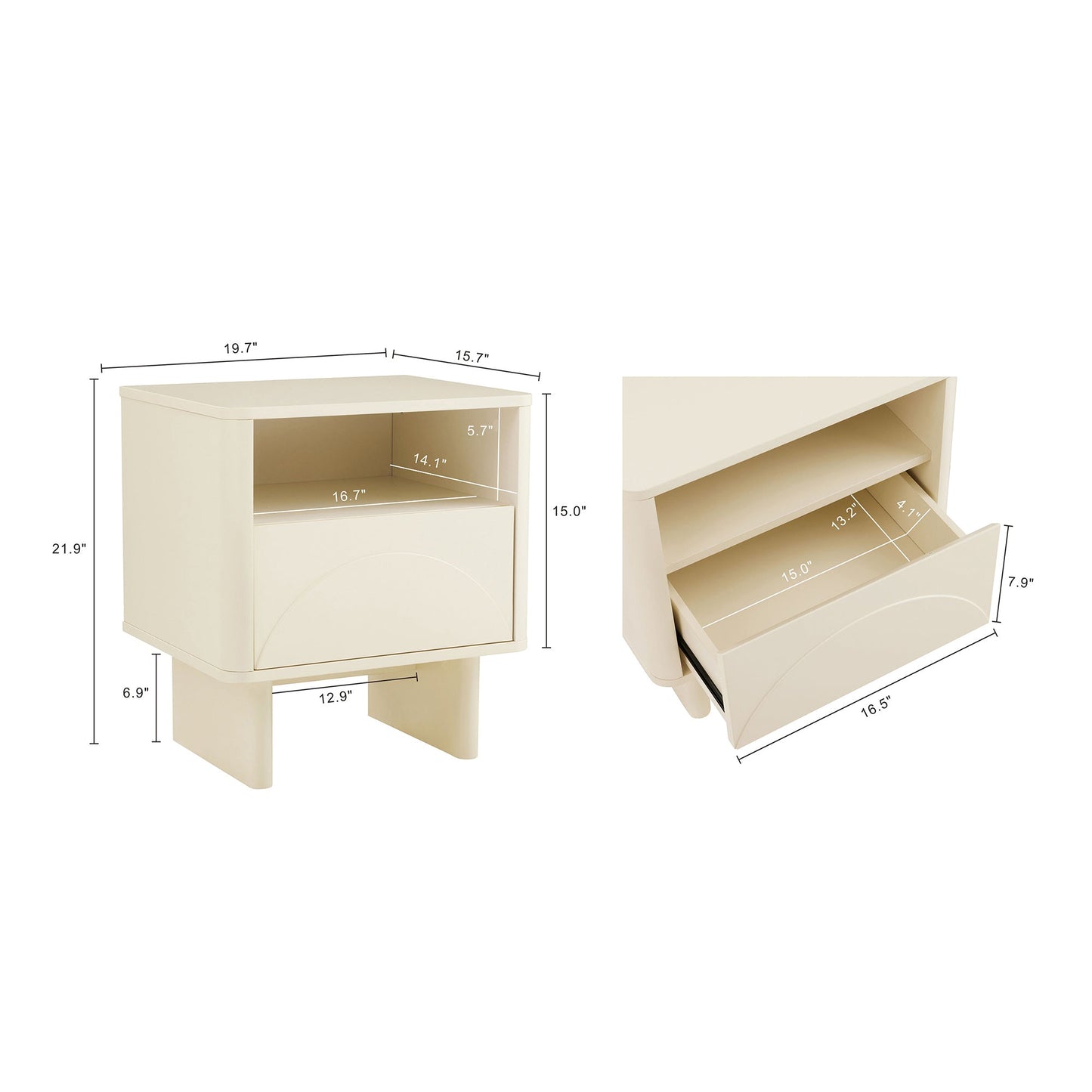 Ella Nightstand in Cream - Ornate Home