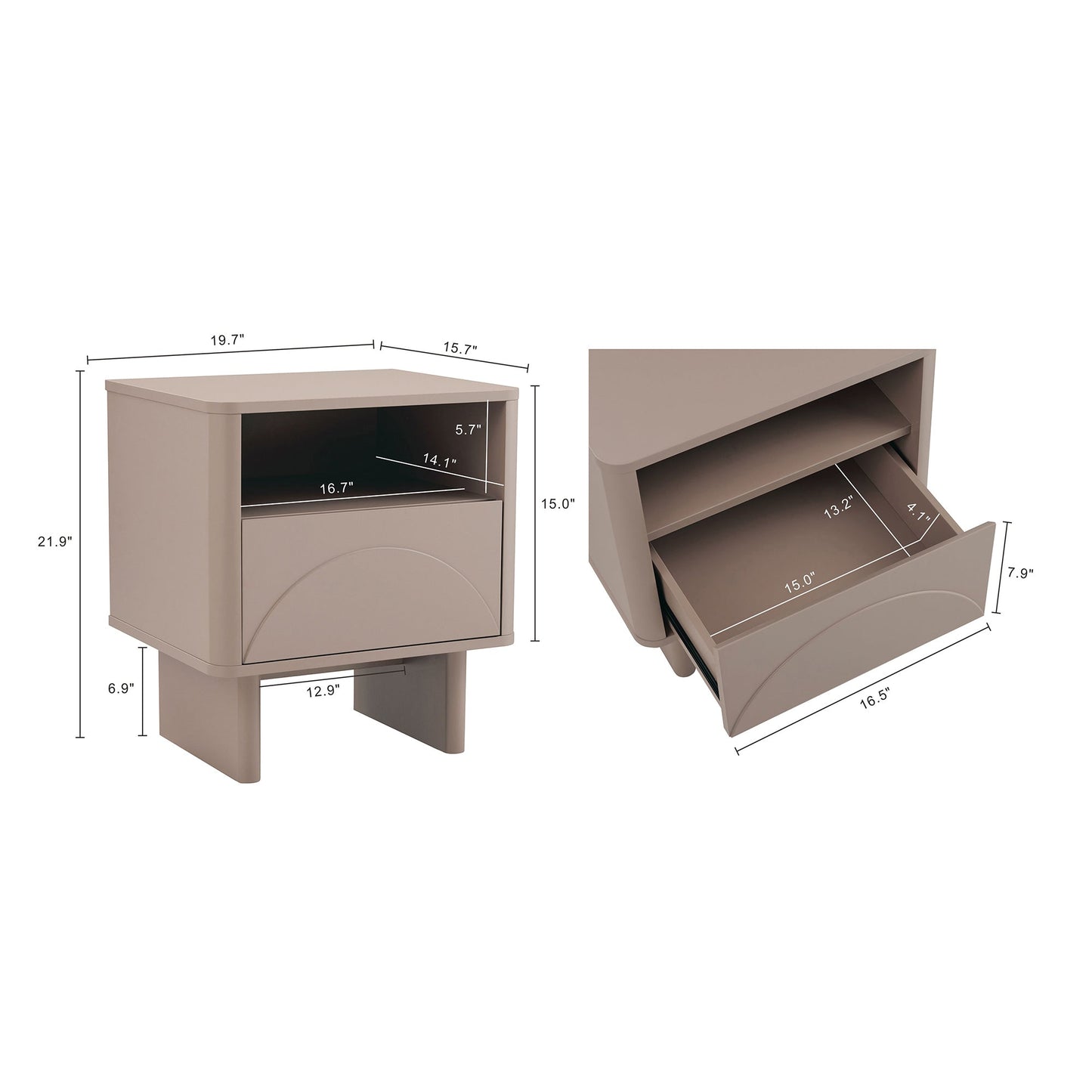 Ella Nightstand in Mocha - Ornate Home