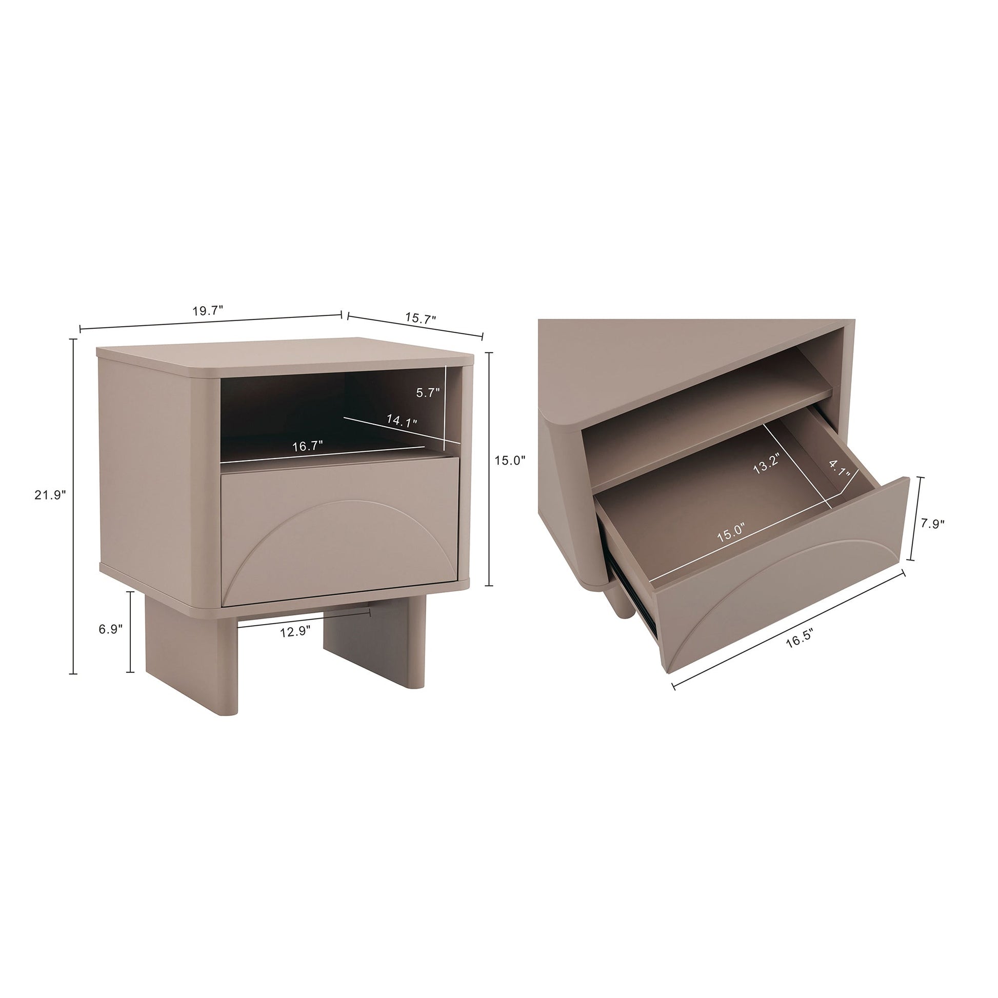 Ella Nightstand in Mocha - Ornate Home
