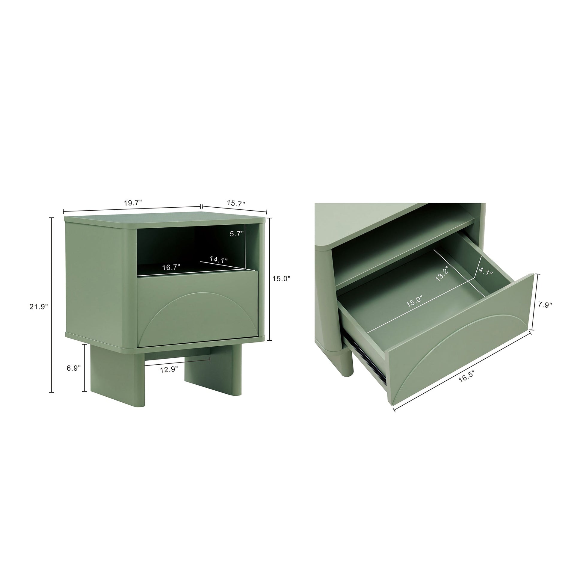Ella Nightstand in Sage Green - Ornate Home