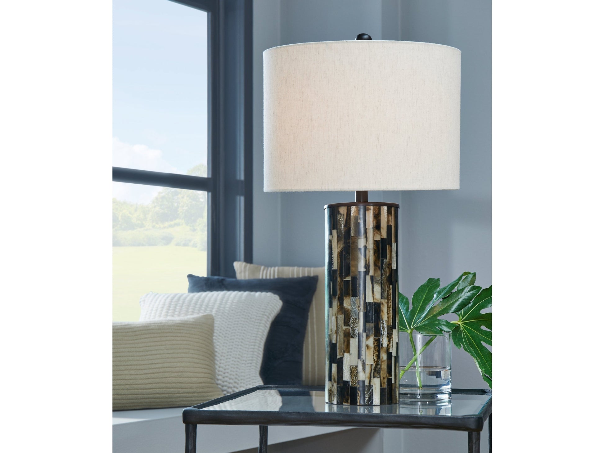Ellford Black/Brown/Cream Table Lamp (Set of 2)- Viva Furn