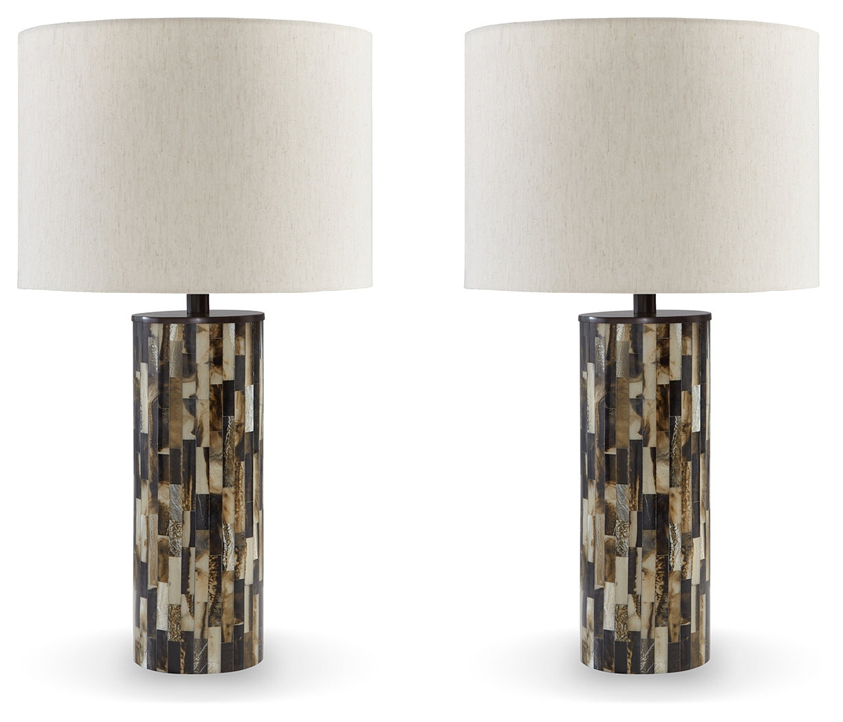 Ellford Black/Brown/Cream Table Lamp (Set of 2)- Viva Furn