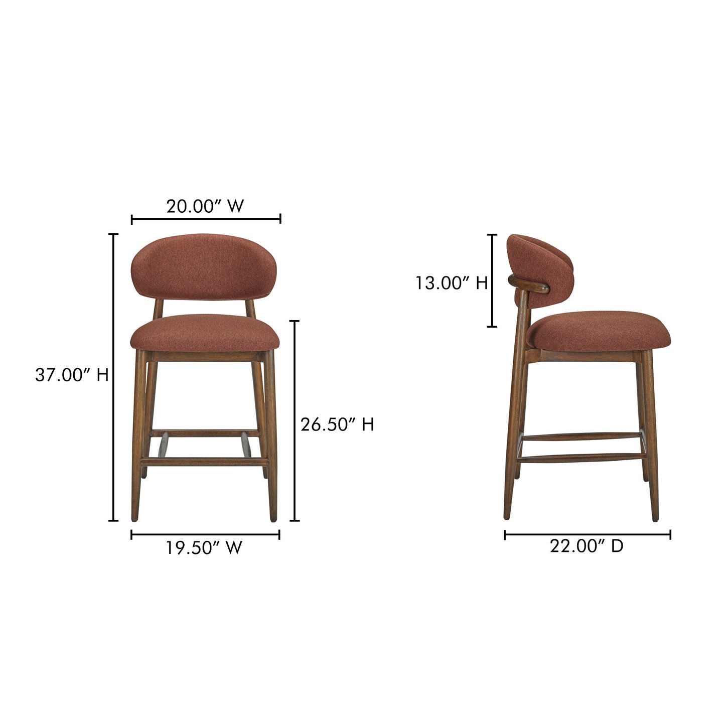 Ellie Rust Counter Stool - Ornate Home
