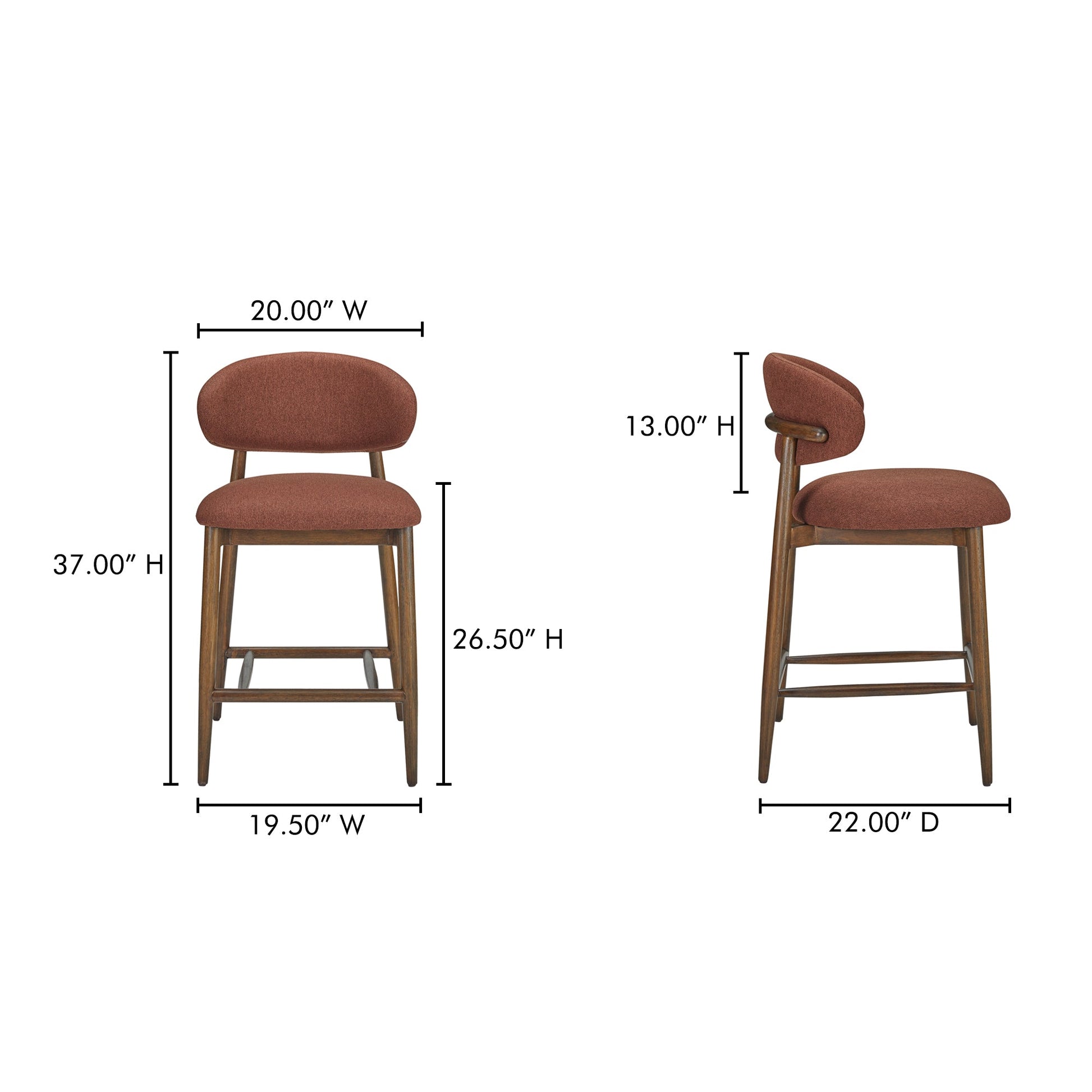 Ellie Rust Counter Stool - Ornate Home