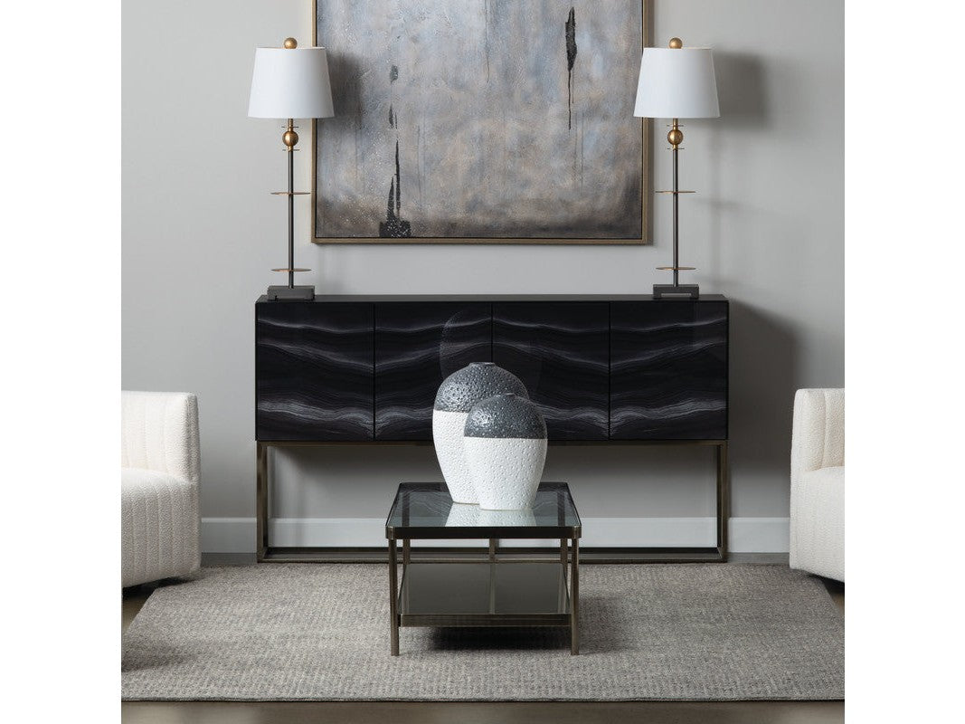 Ellison Black/Clear Cocktail Table - Ornate Home