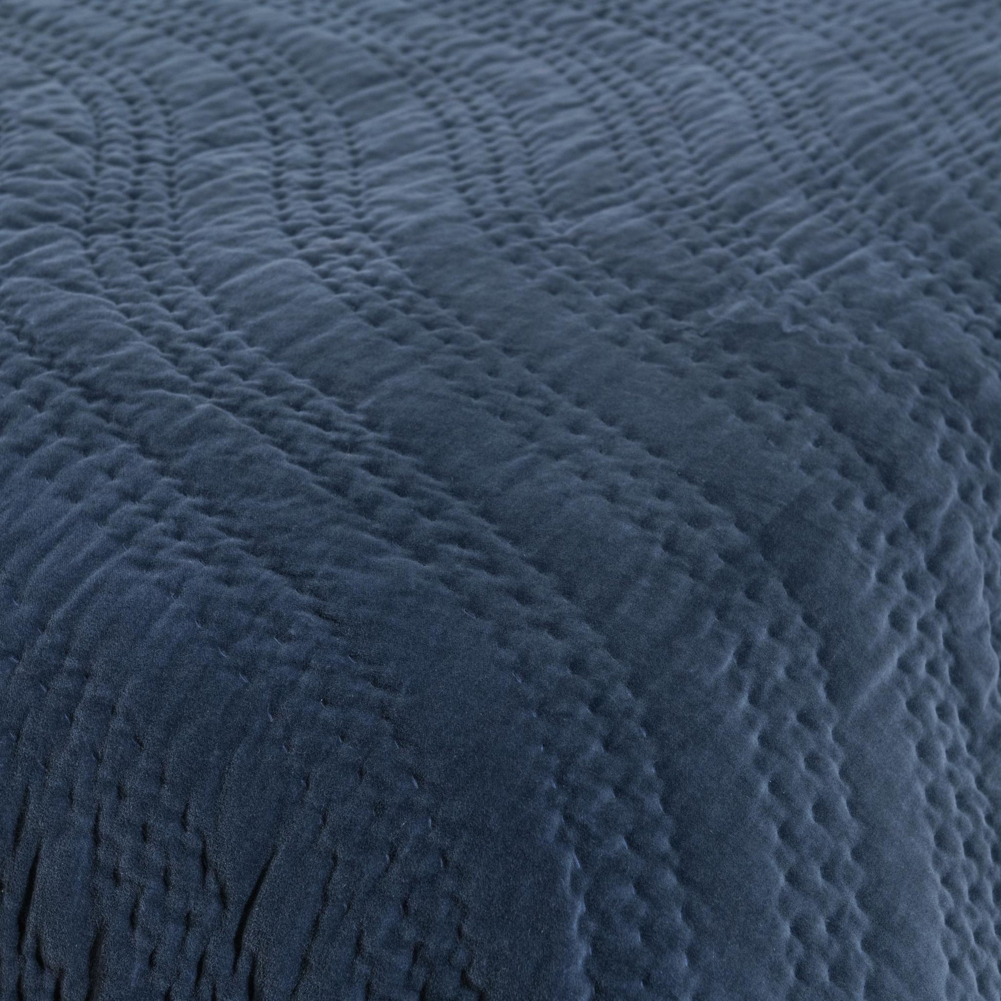Elms Crisp Blue Velvet Quilt Collection - Ornate Home