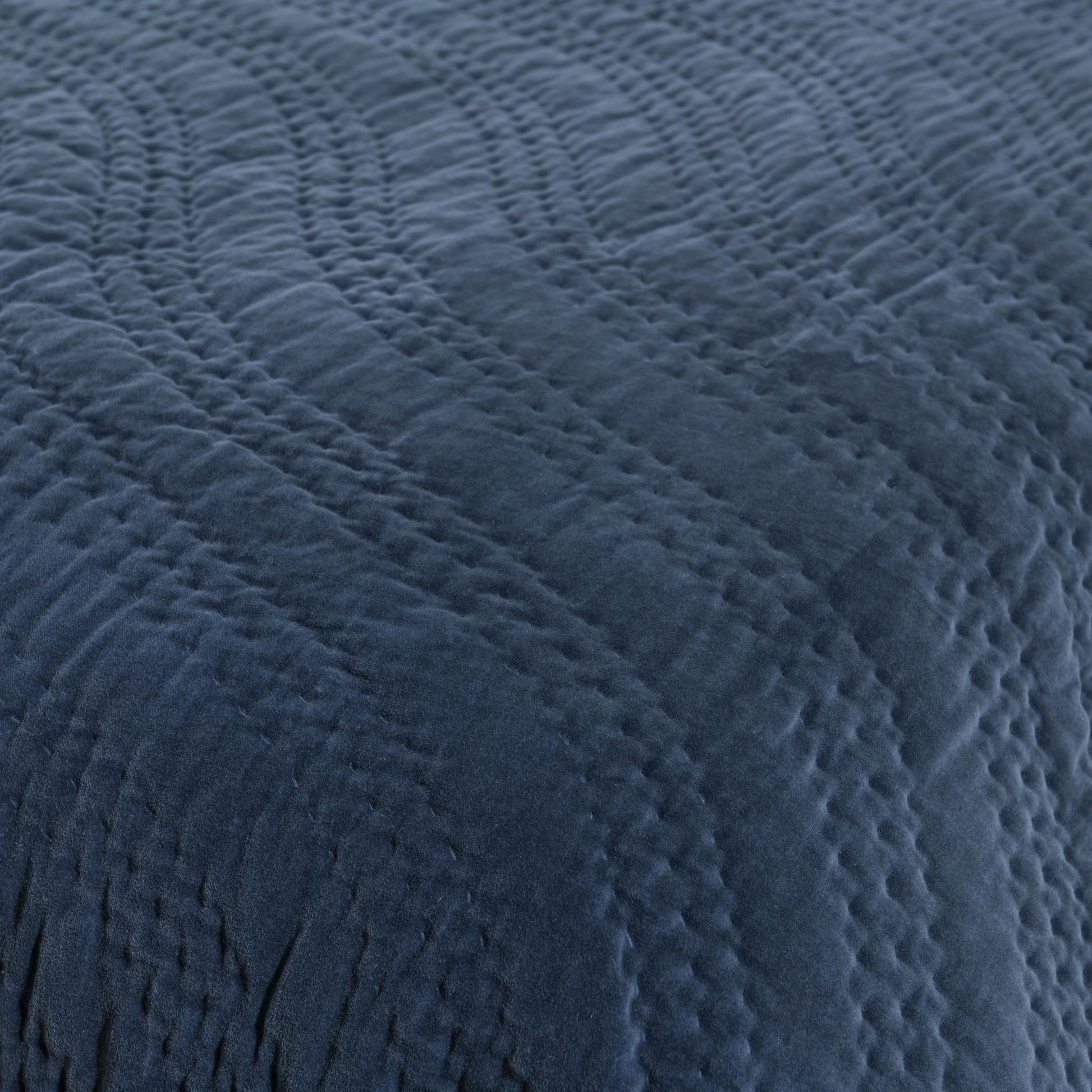 Elms Crisp Blue Velvet Quilt Collection - Ornate Home