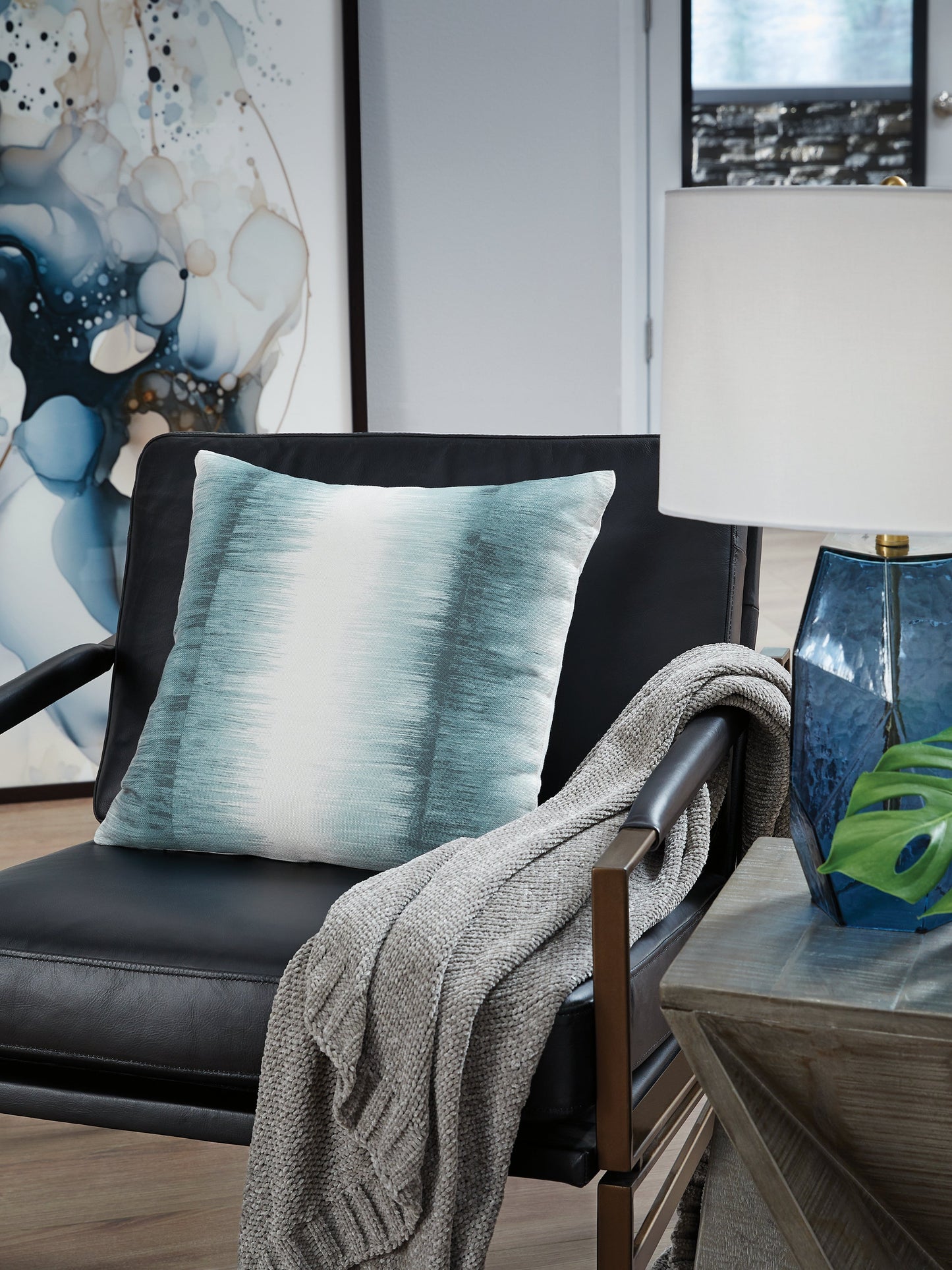 Elonwich Teal/White Pillow- Viva Furn