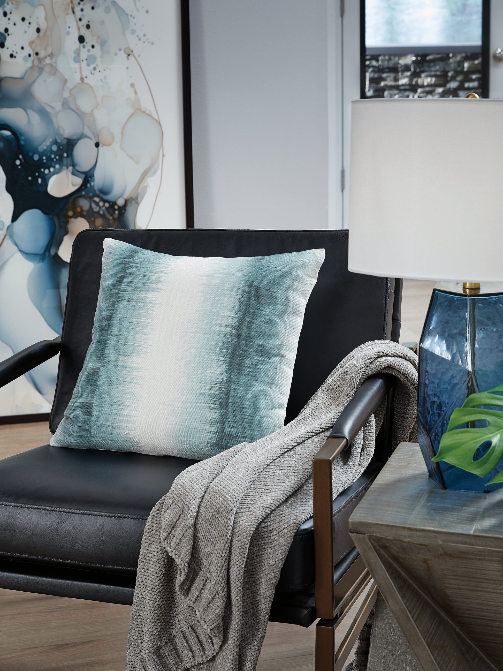 Elonwich Teal/White Pillow- Viva Furn