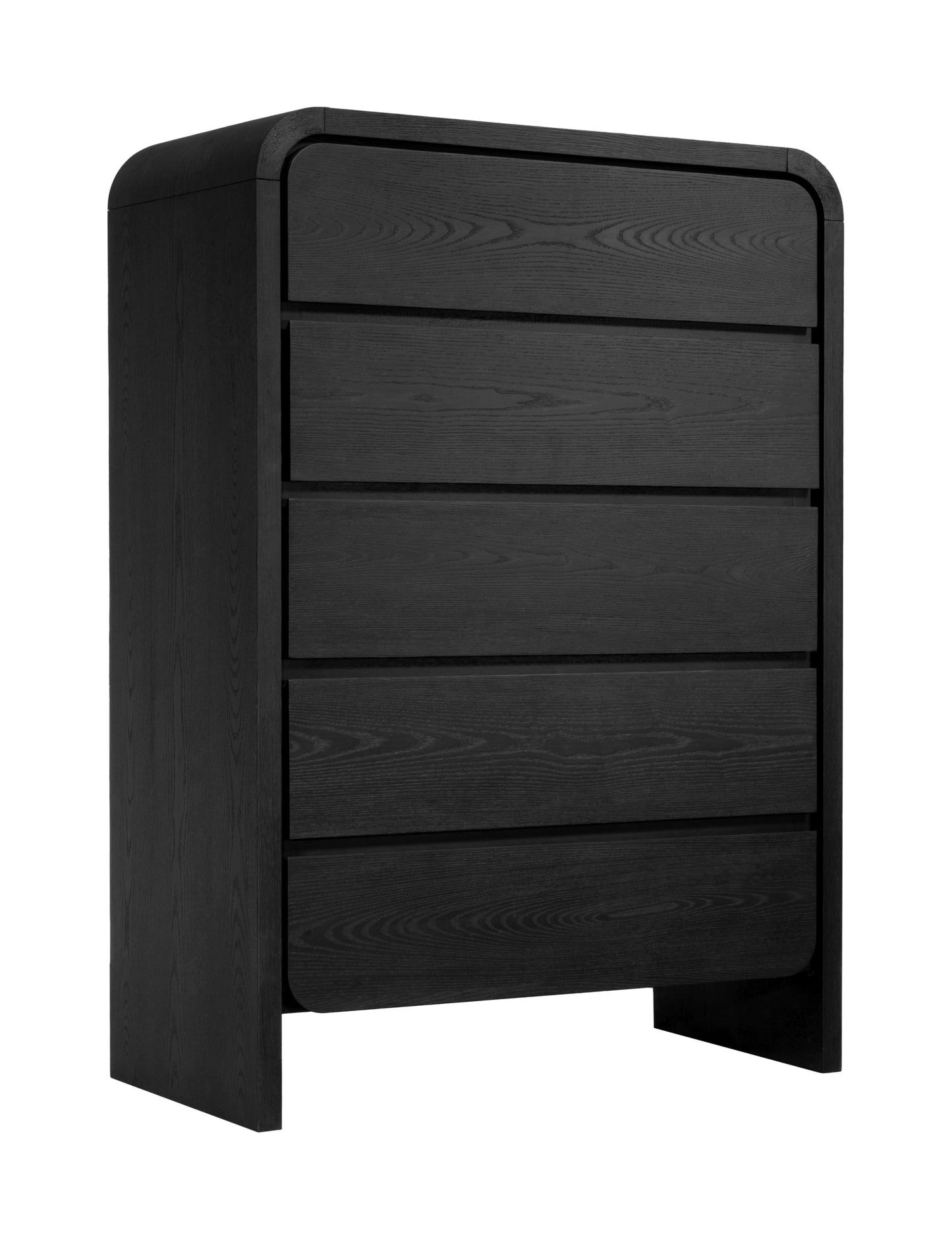 Elora Five Drawer Chest in Jet Black Ash - Ornate Home