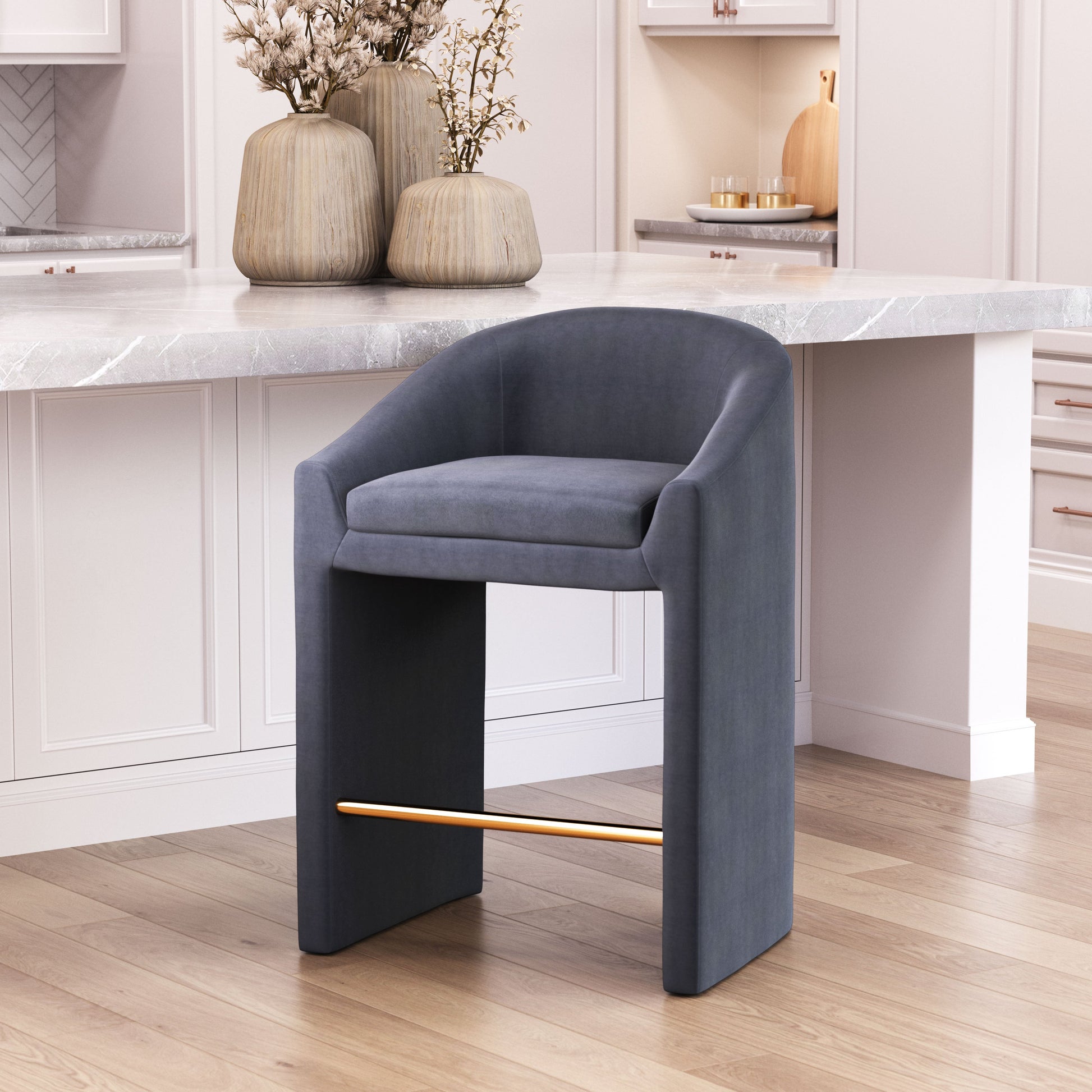 Emas Midnight Gray Counter Stool - Ornate Home