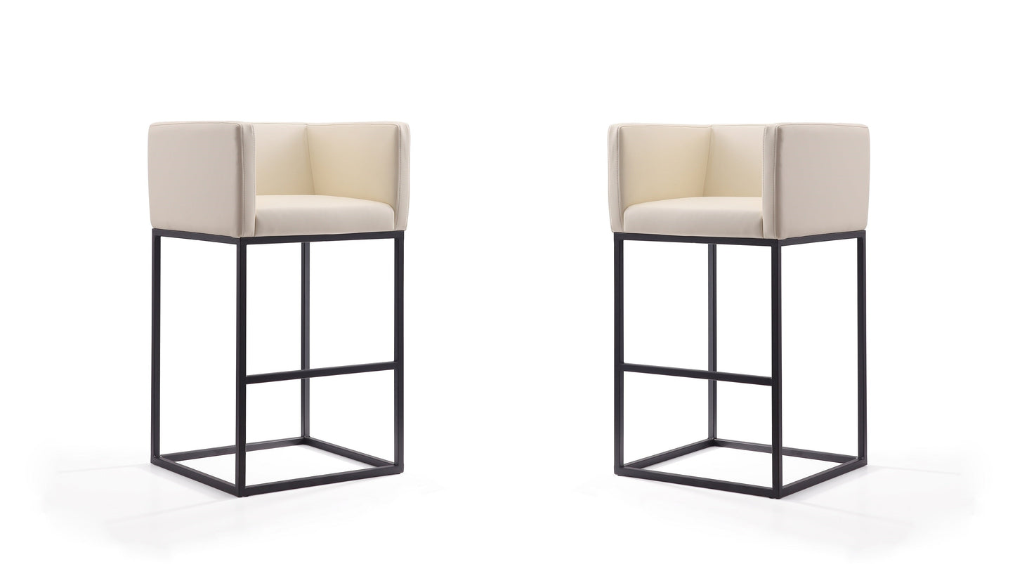 Embassy Barstool in Cream and Black (set of 2) - Ornate Home