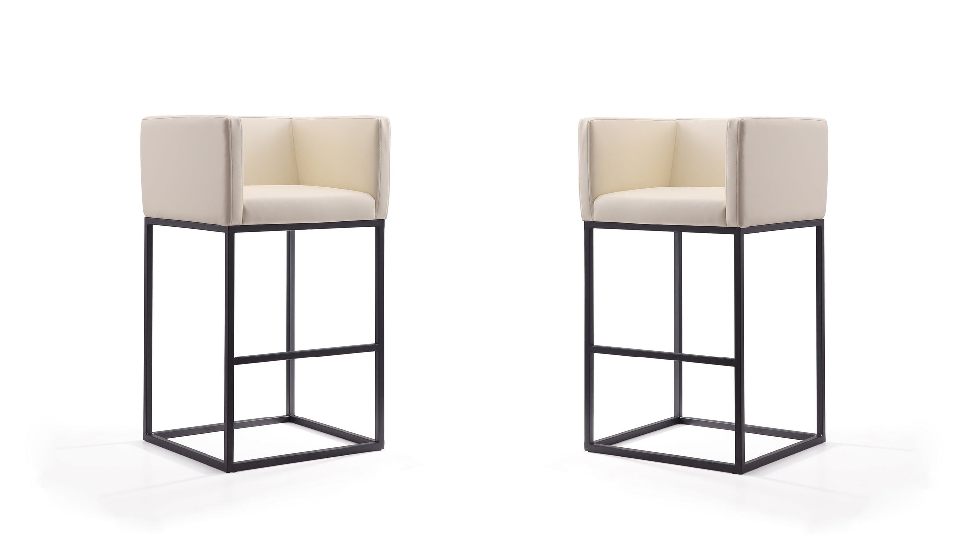 Embassy Barstool in Cream and Black (set of 2) - Ornate Home