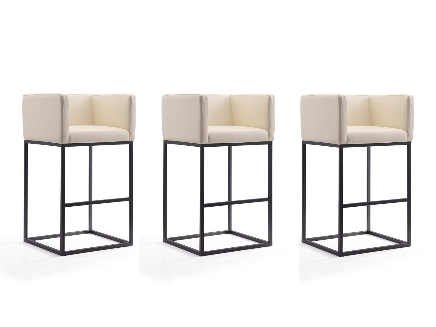 Embassy Barstool in Cream and Black (set of 3) - Ornate Home