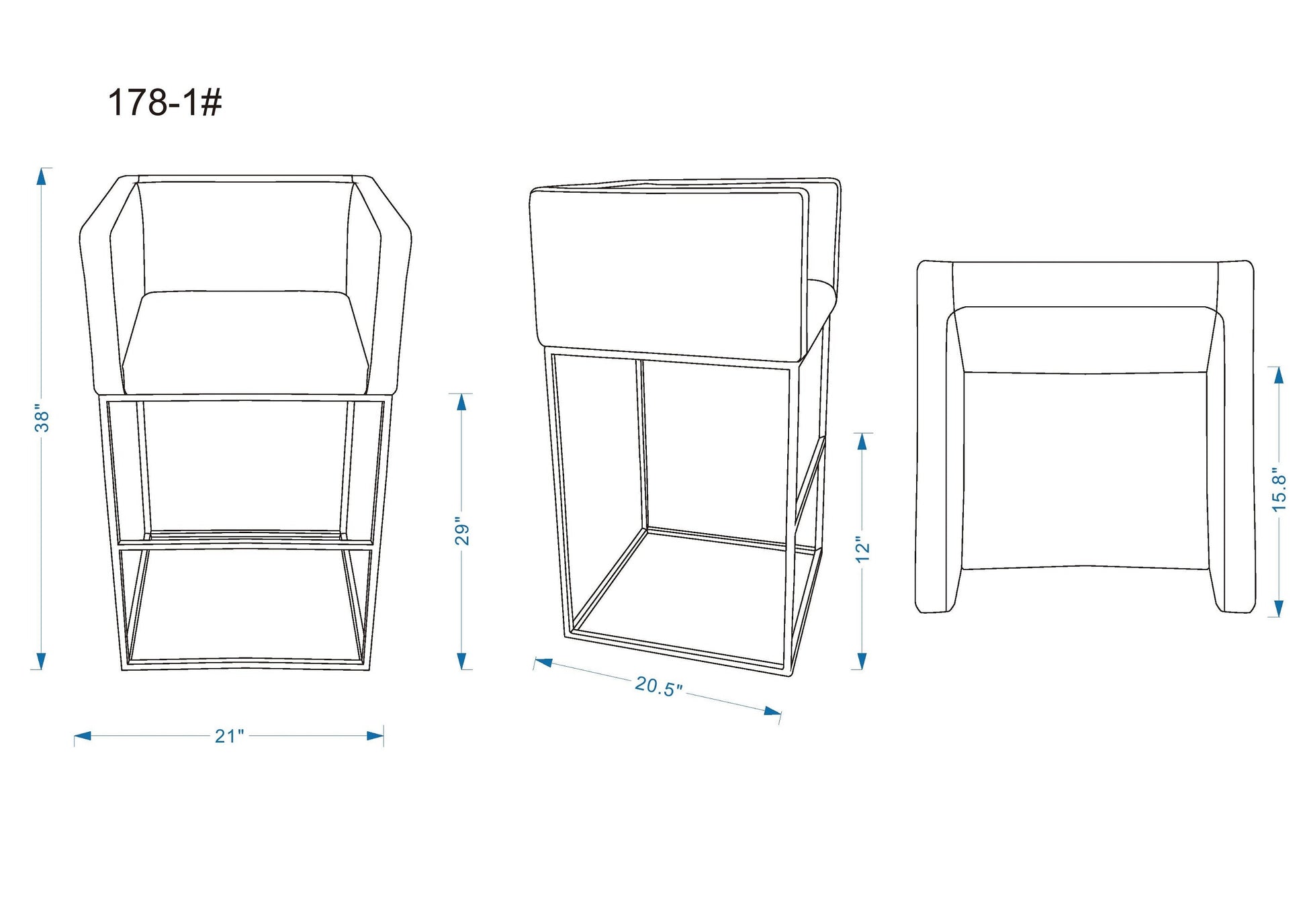 Embassy Barstool in Grey and Black (set of 3) - Ornate Home