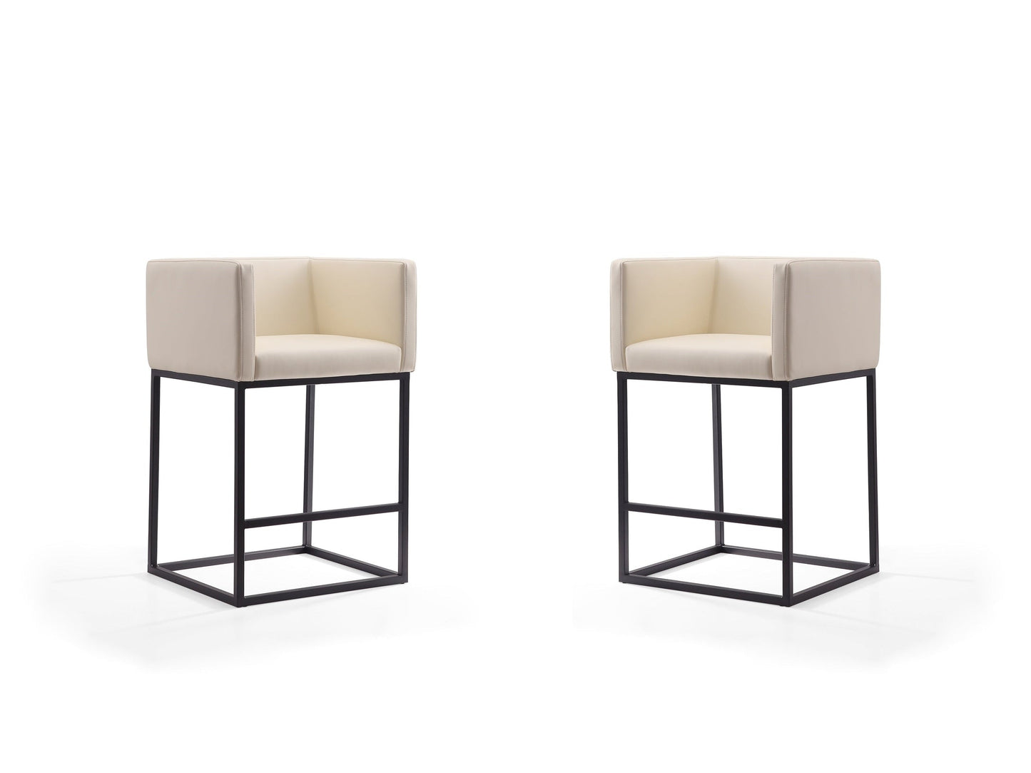 Embassy Counter Stool in Cream and Black (set of 2) - Ornate Home
