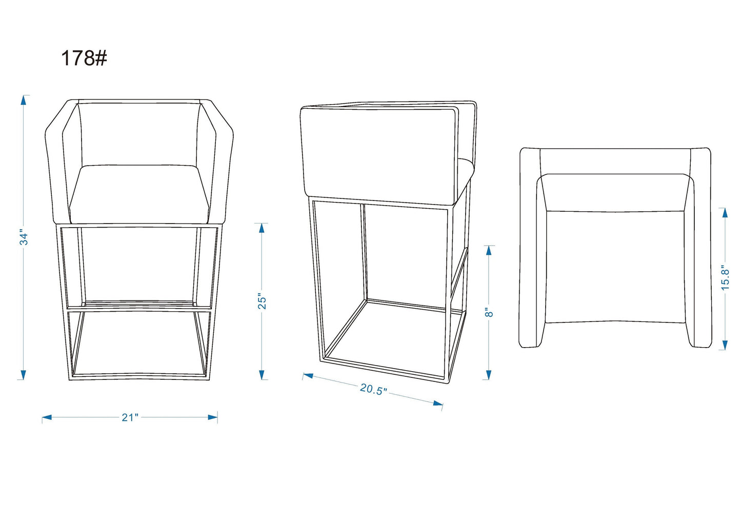 Embassy Counter Stool in Grey and Black (set of 3) - Ornate Home