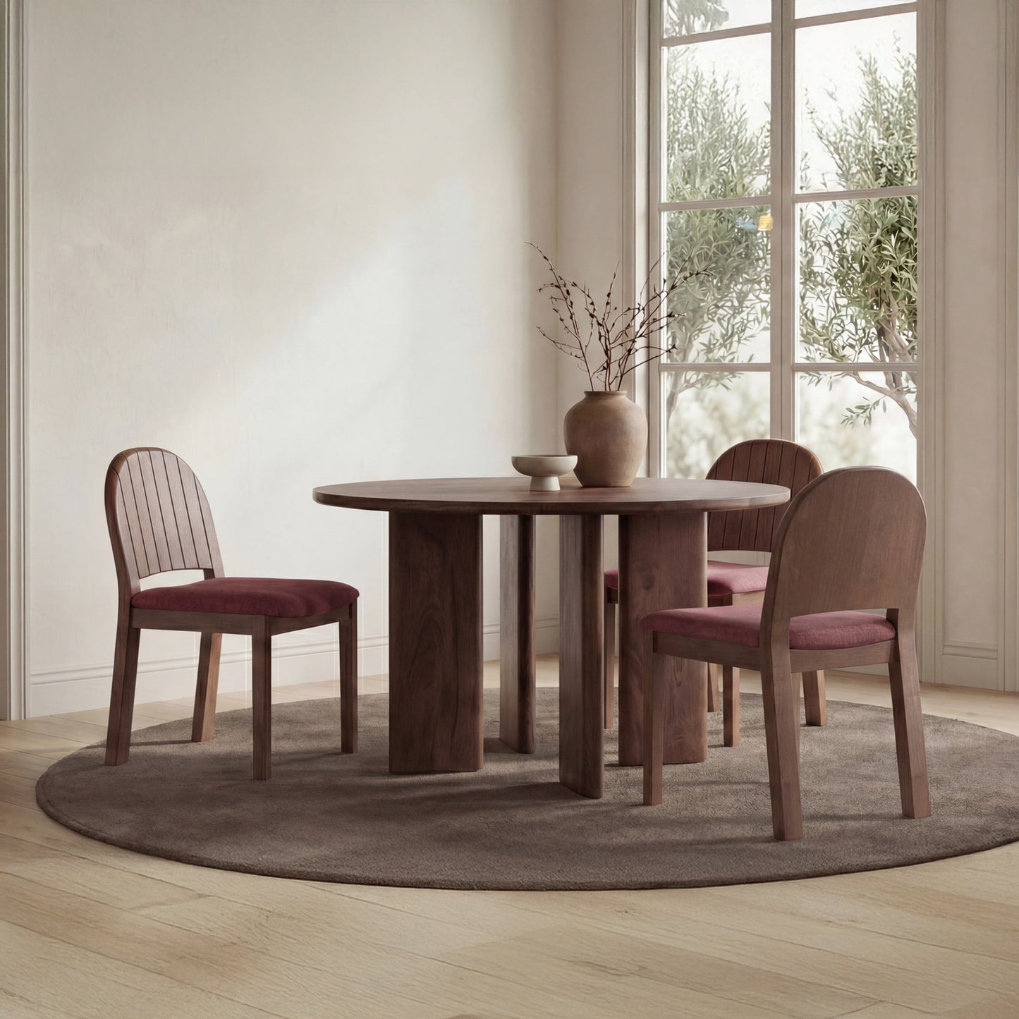 Emil Berry/Natural Walnut Dining Chair (Set of 2) - Ornate Home